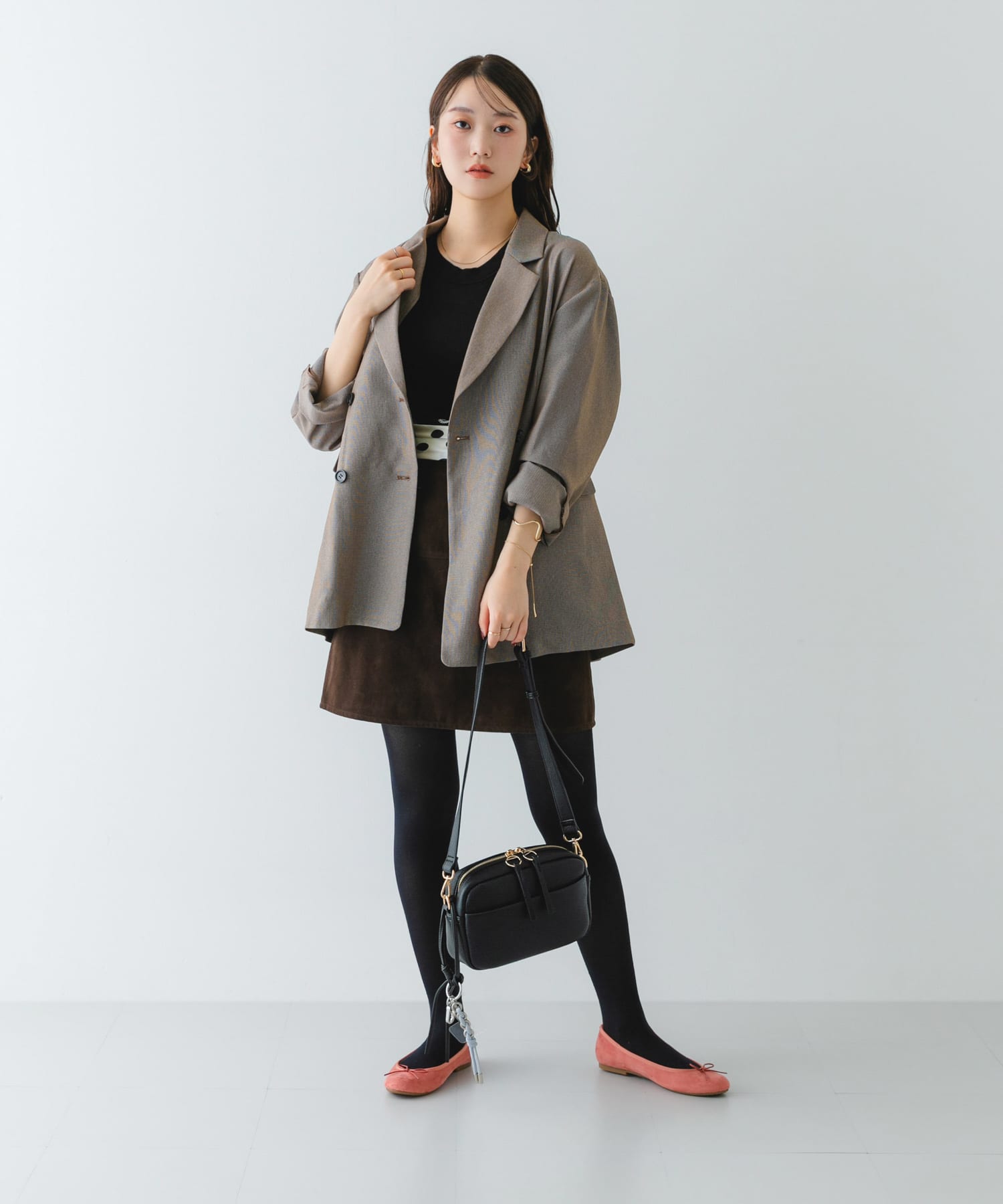 プレーンショルダーバッグ BLACK one