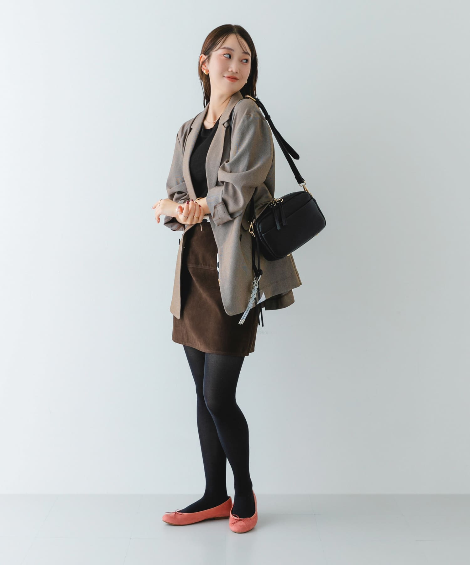 プレーンショルダーバッグ BLACK one