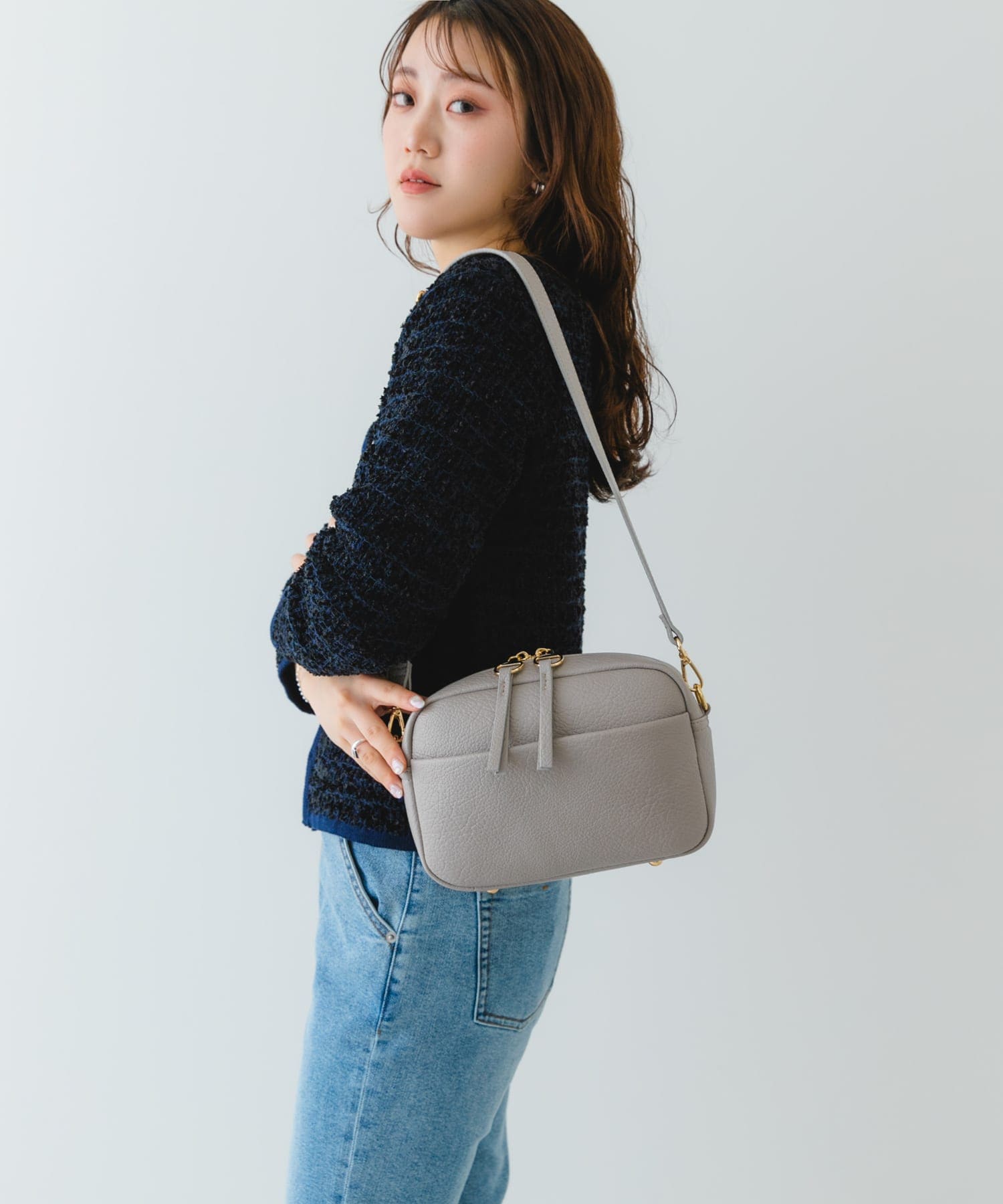プレーンショルダーバッグ GRAY one