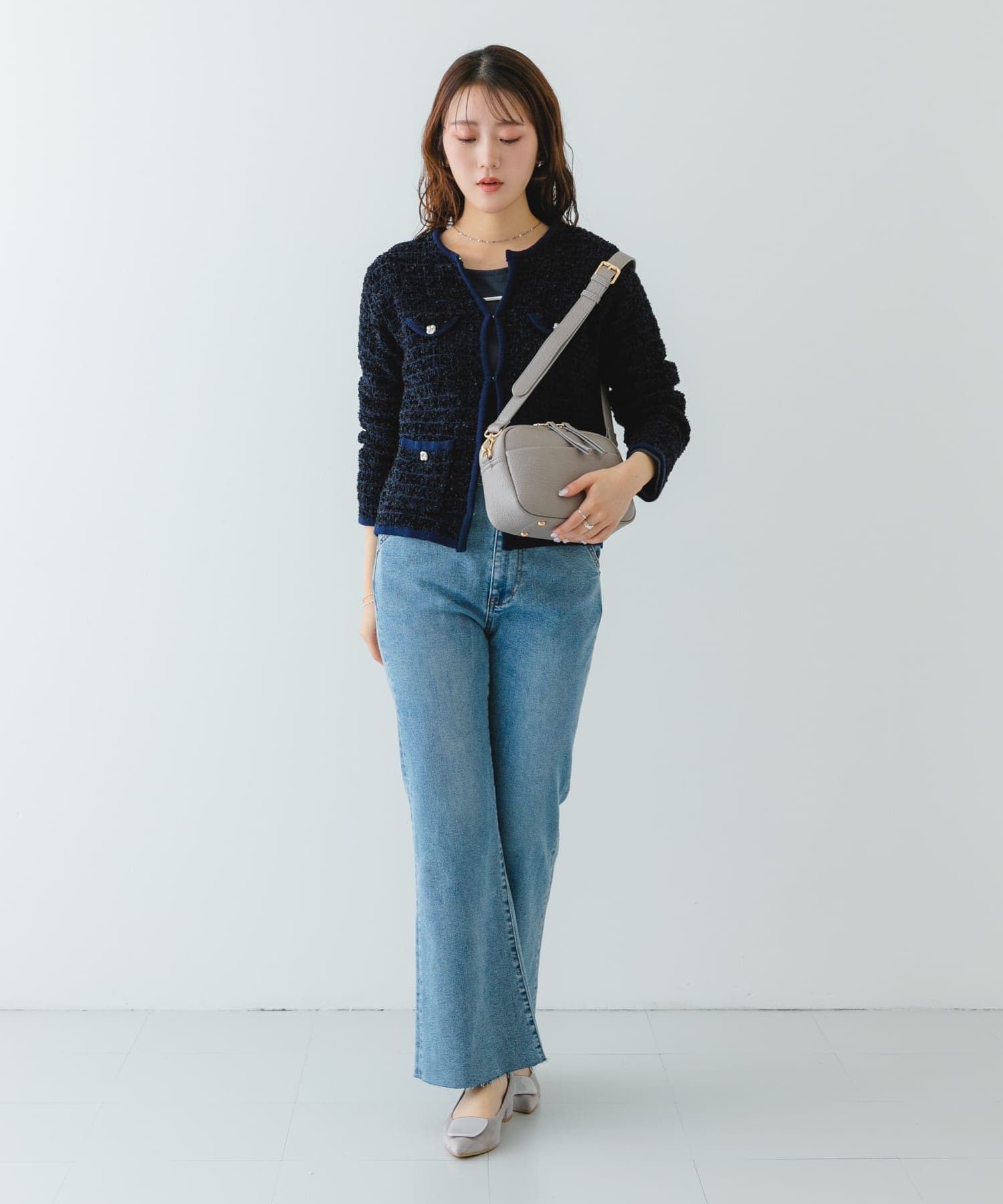 プレーンショルダーバッグ GRAY one