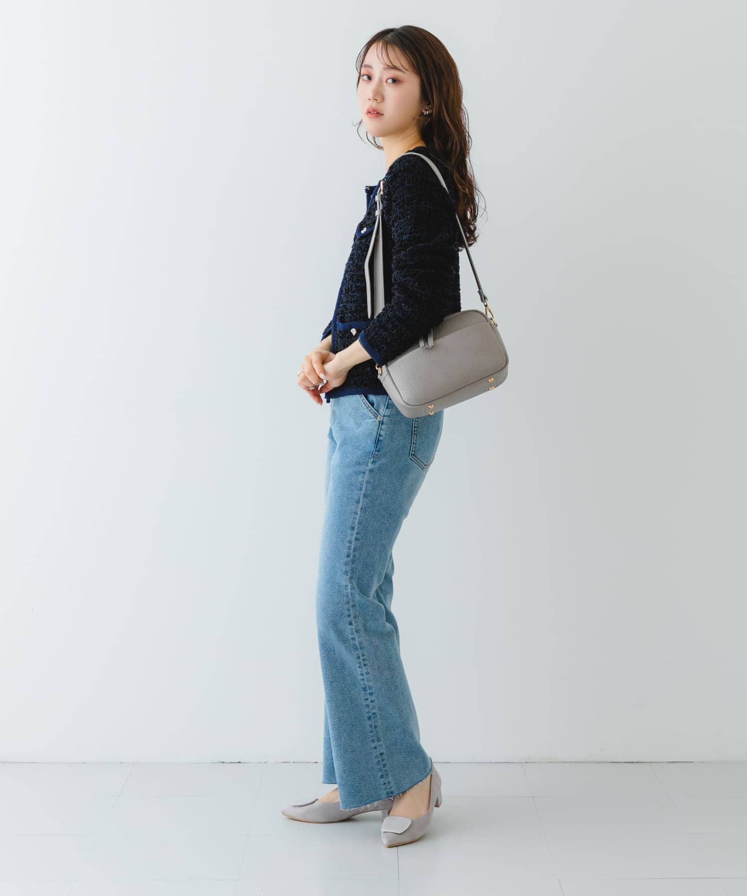 プレーンショルダーバッグ GRAY one