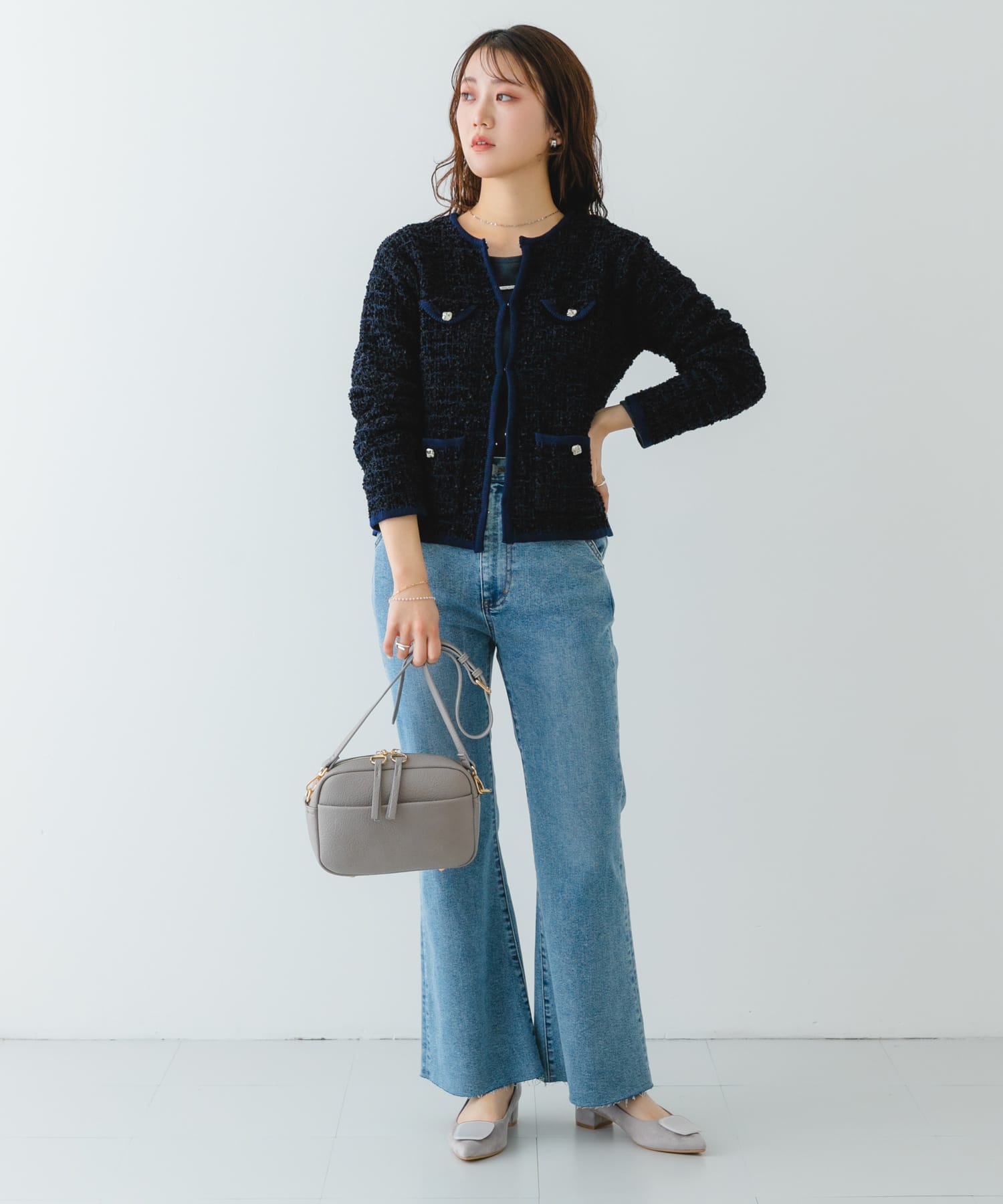 プレーンショルダーバッグ GRAY one