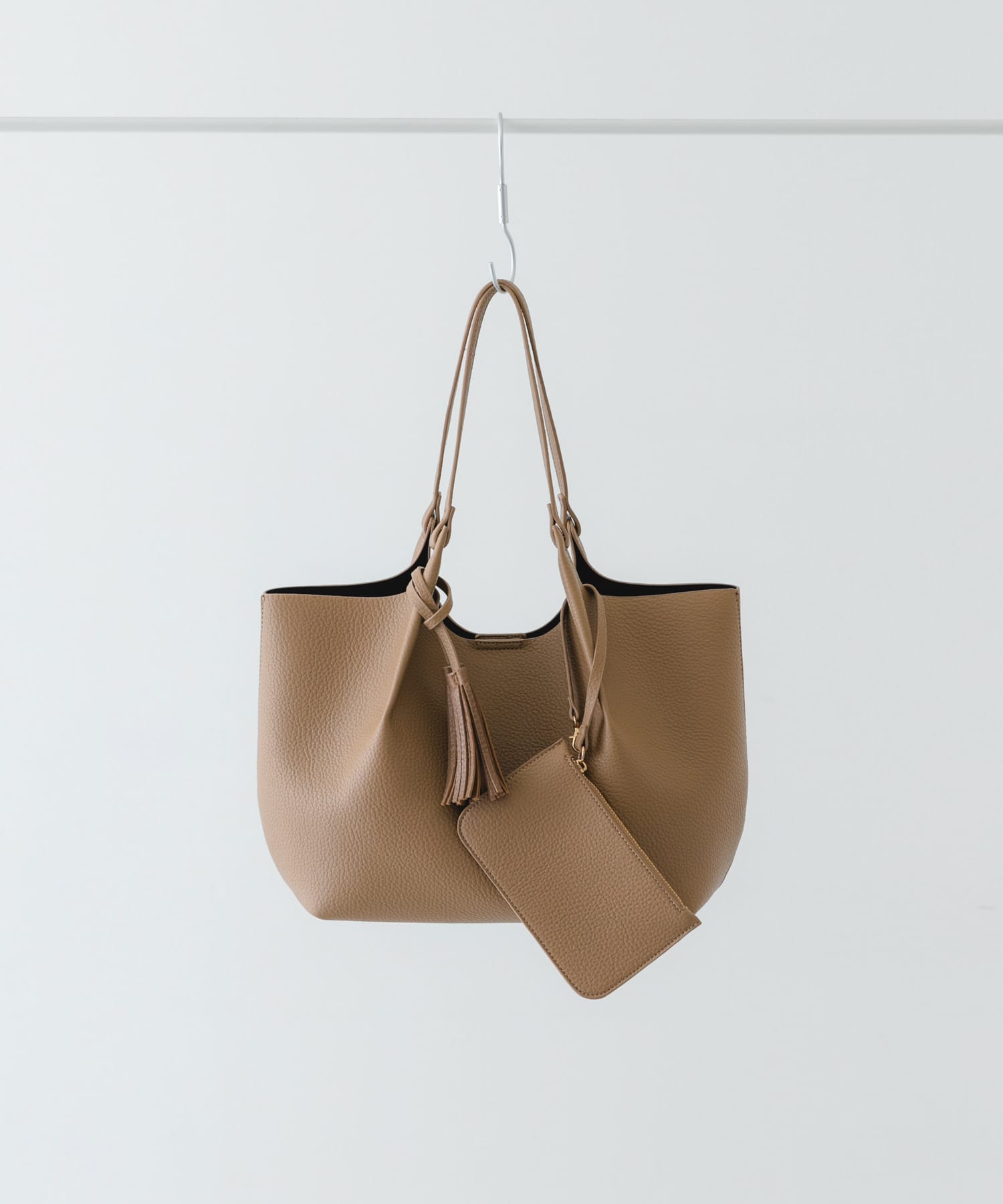 ポーチ付タックトートバッグ MOCHA one