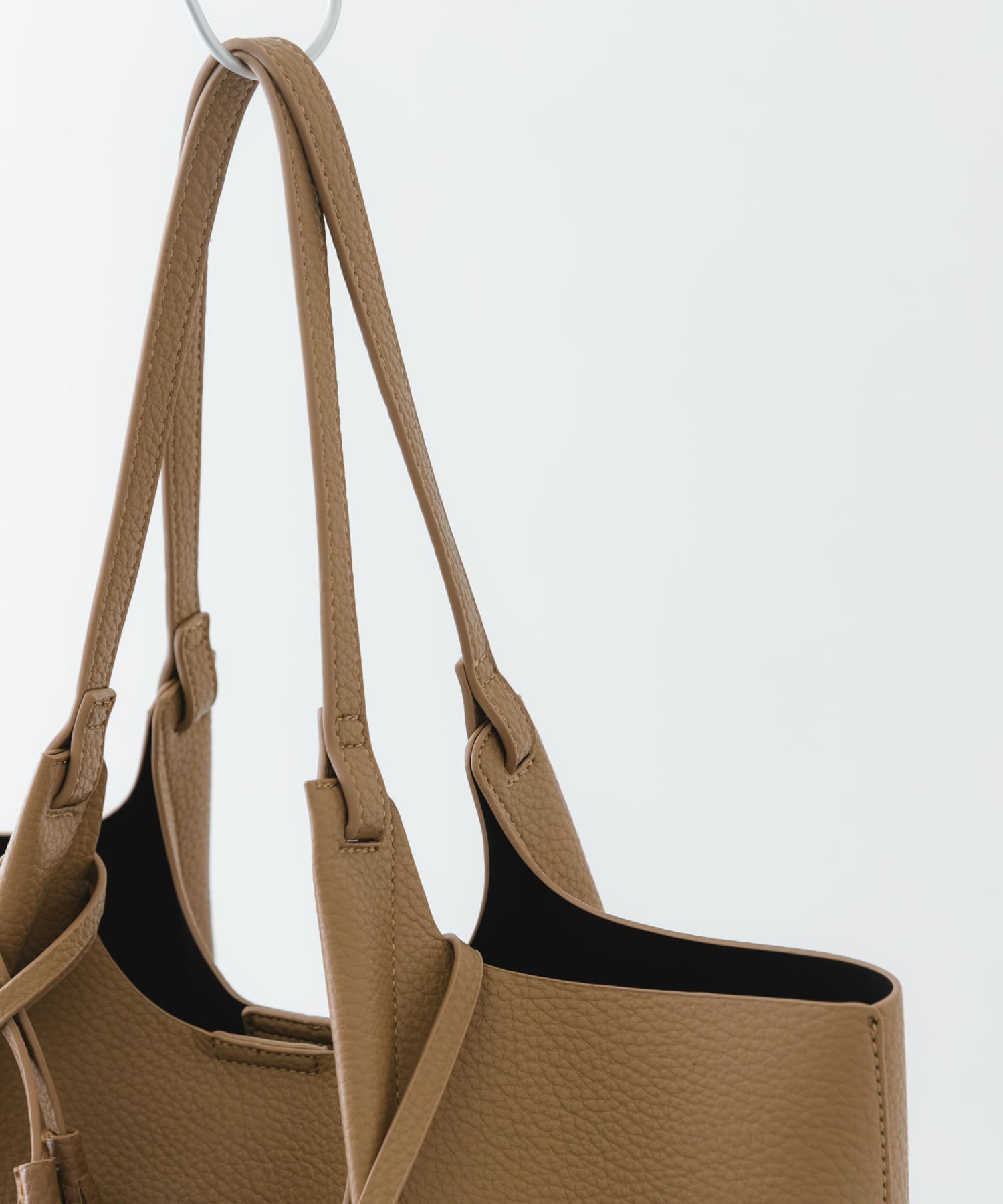 ポーチ付タックトートバッグ MOCHA one