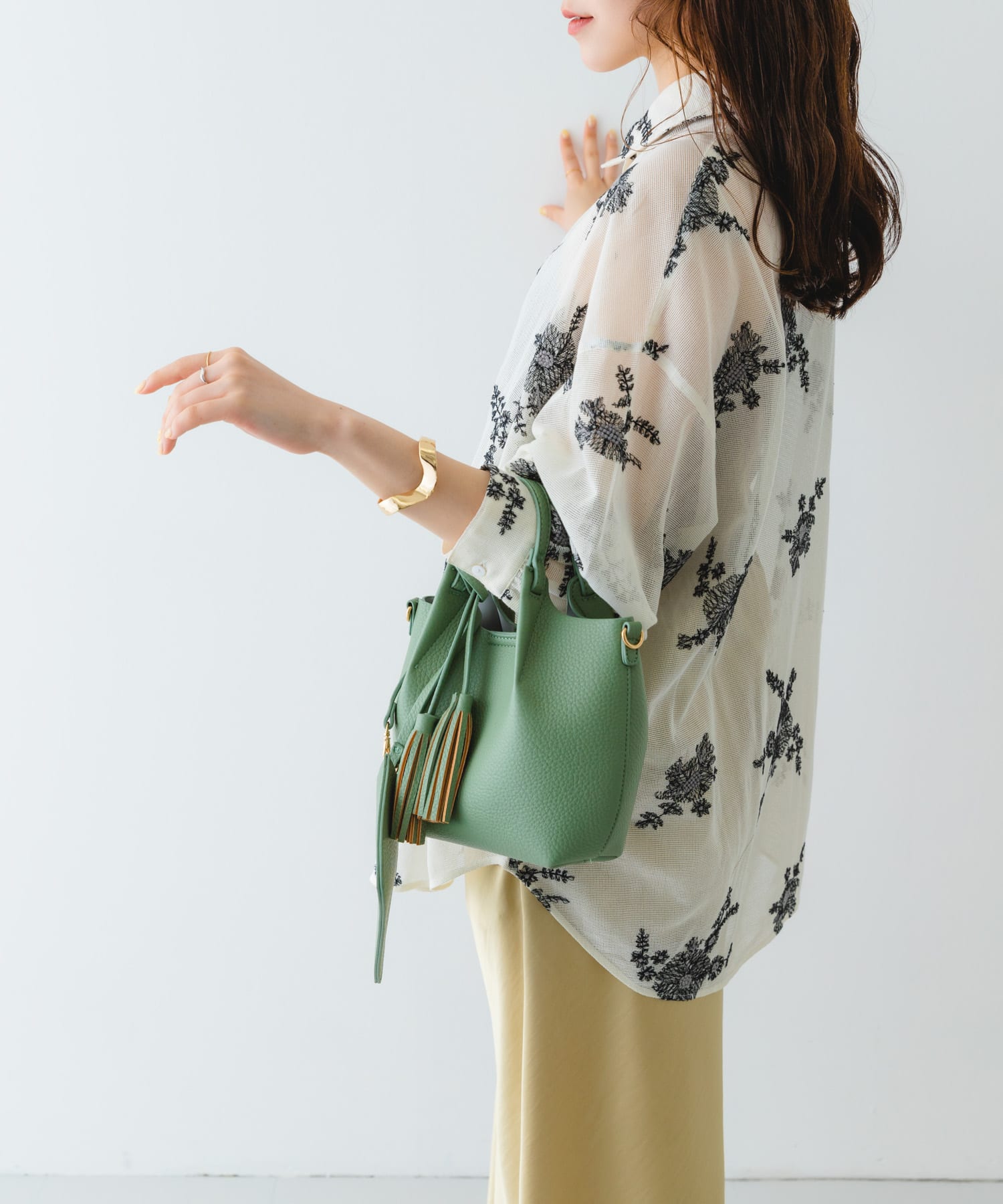 ポーチ付タックミニショルダーバッグ MINT one