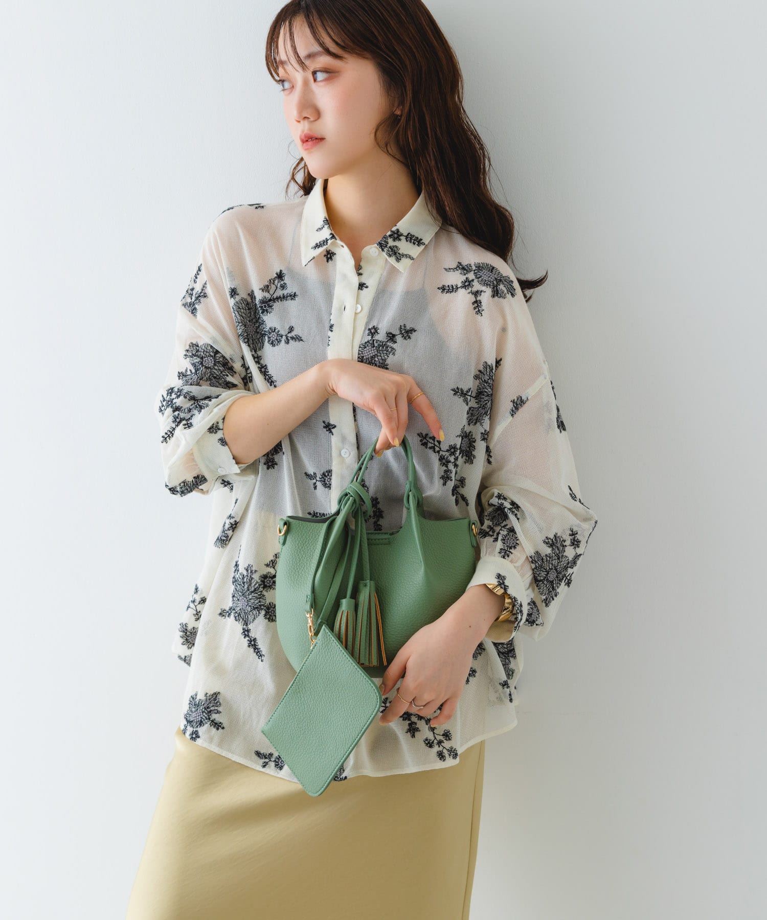 ポーチ付タックミニショルダーバッグ MINT one