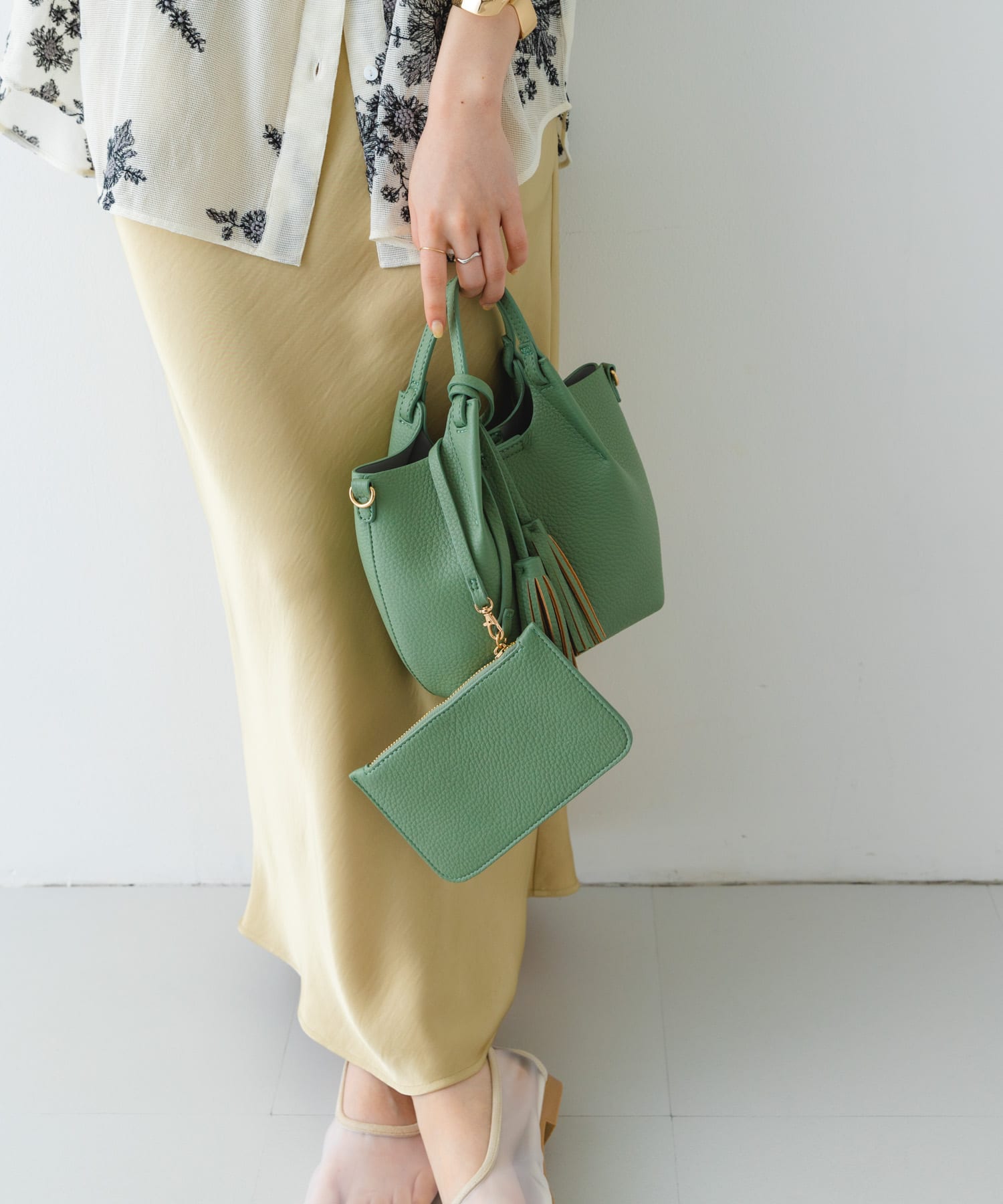 ポーチ付タックミニショルダーバッグ MINT one