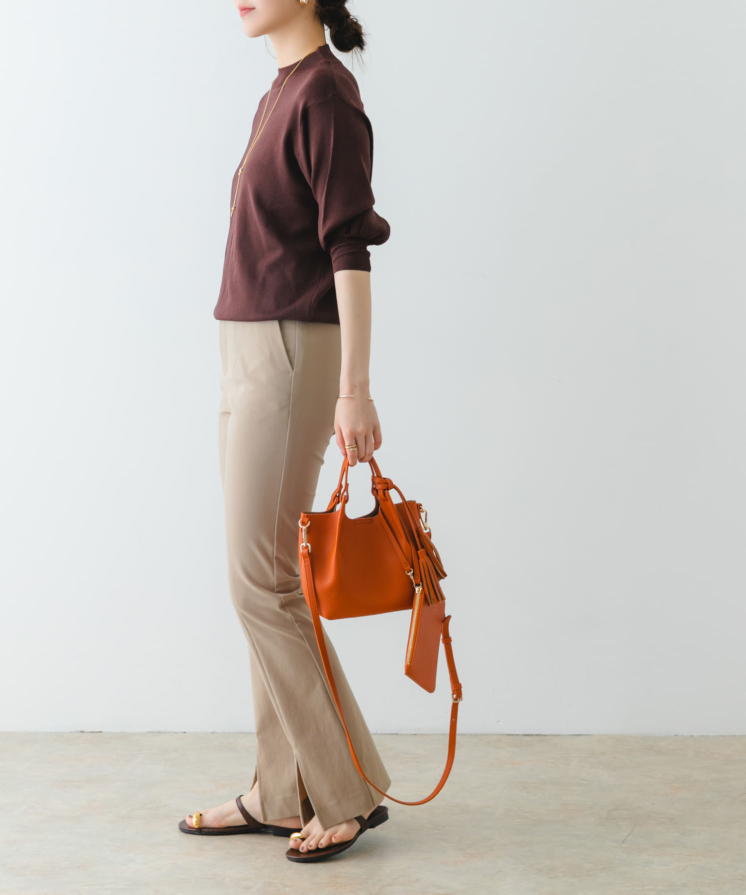 ポーチ付タックミニショルダーバッグ ORANGE one