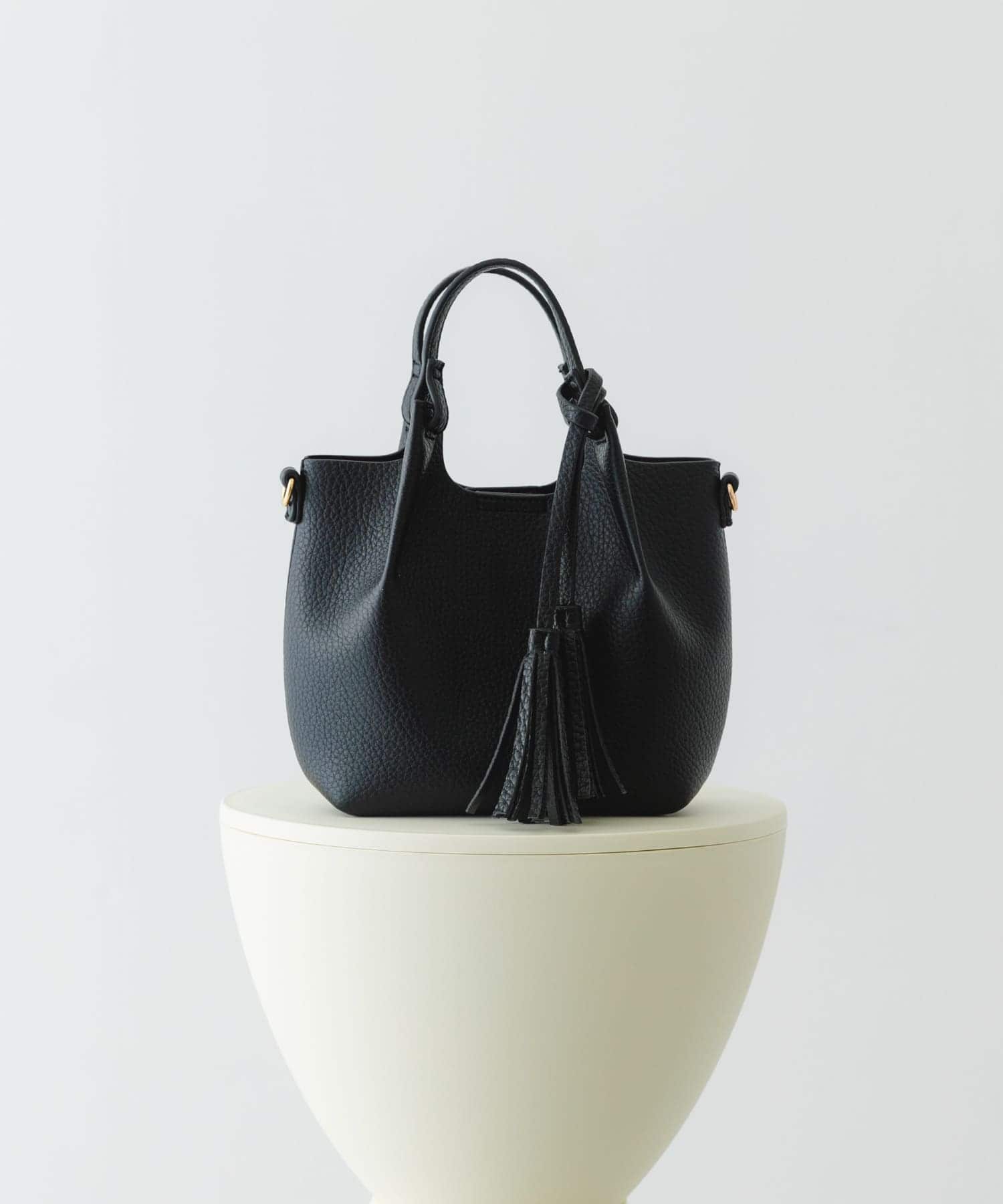 ポーチ付タックミニショルダーバッグ BLACK one