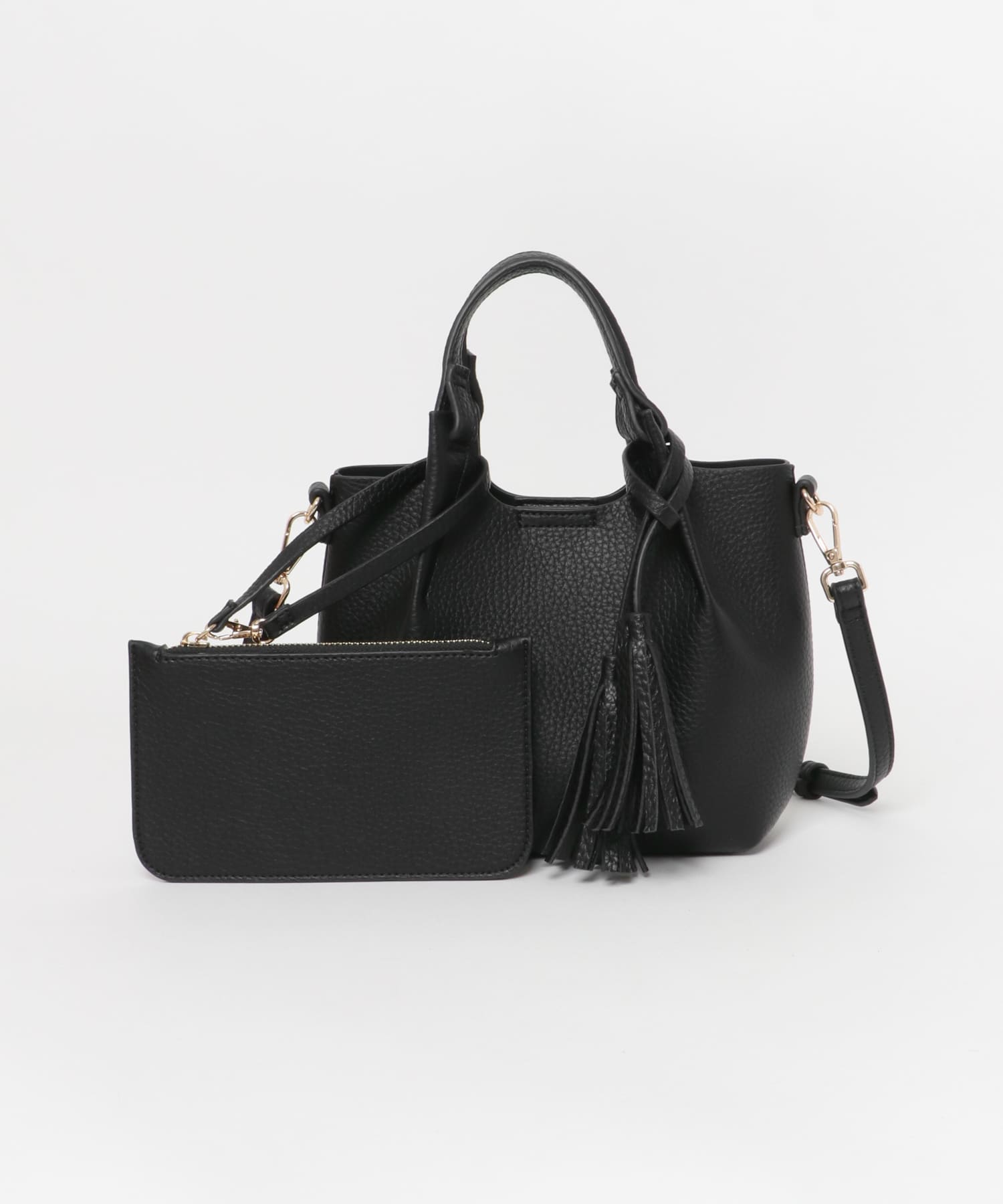 ポーチ付タックミニショルダーバッグ(one BLACK): バッグ｜URBAN