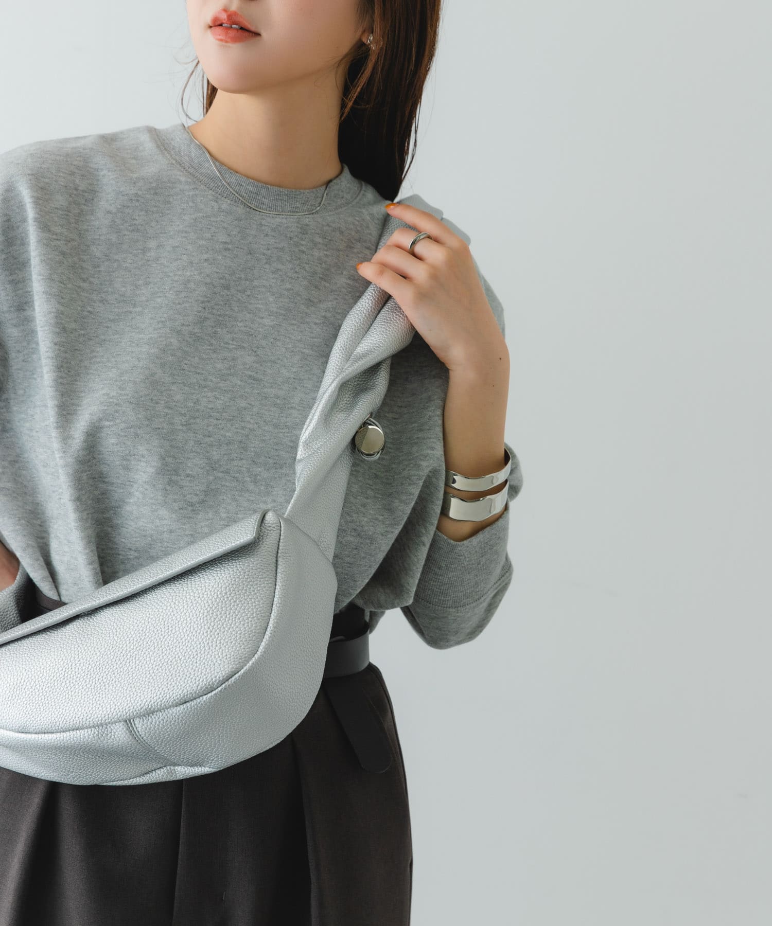 ギャザーハンドルバッグ SILVER one