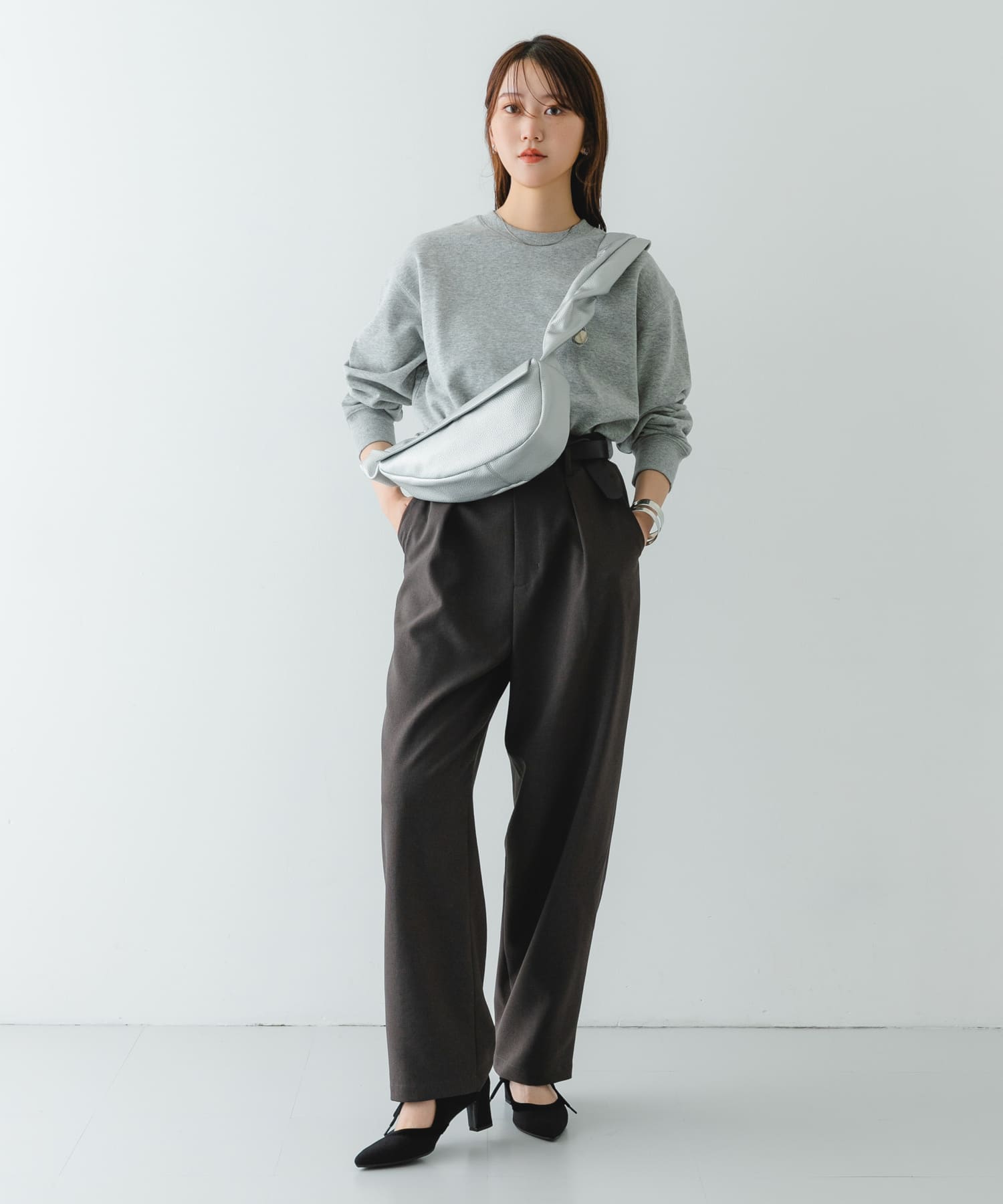 ギャザーハンドルバッグ SILVER one