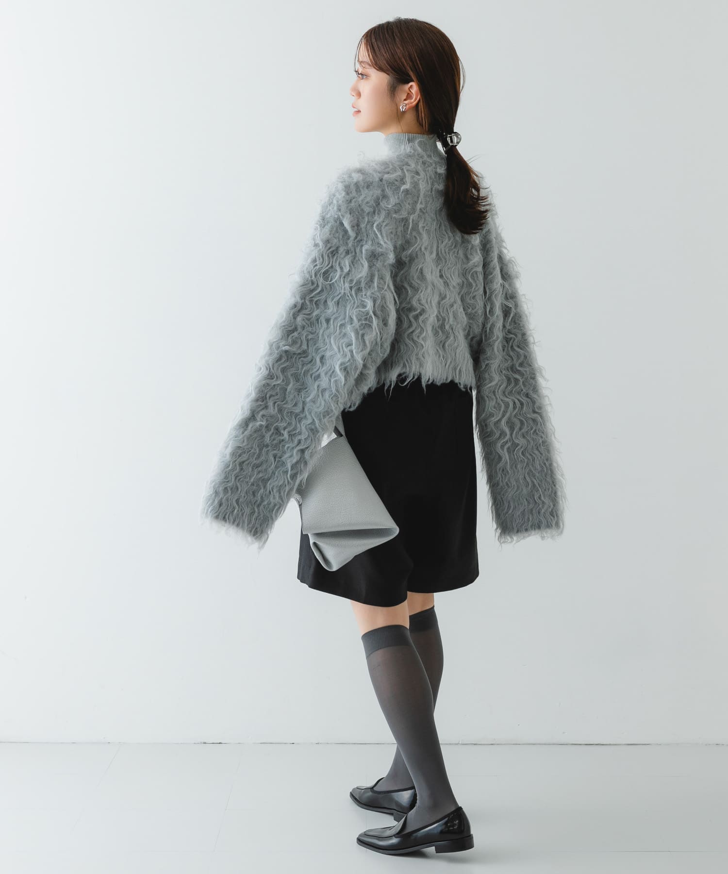 センターステッチVカットトートバッグ SILVER one