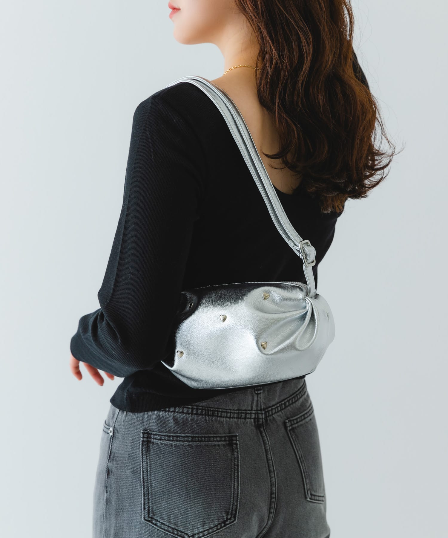 ハートスタッズミニショルダーバッグ SILVER one