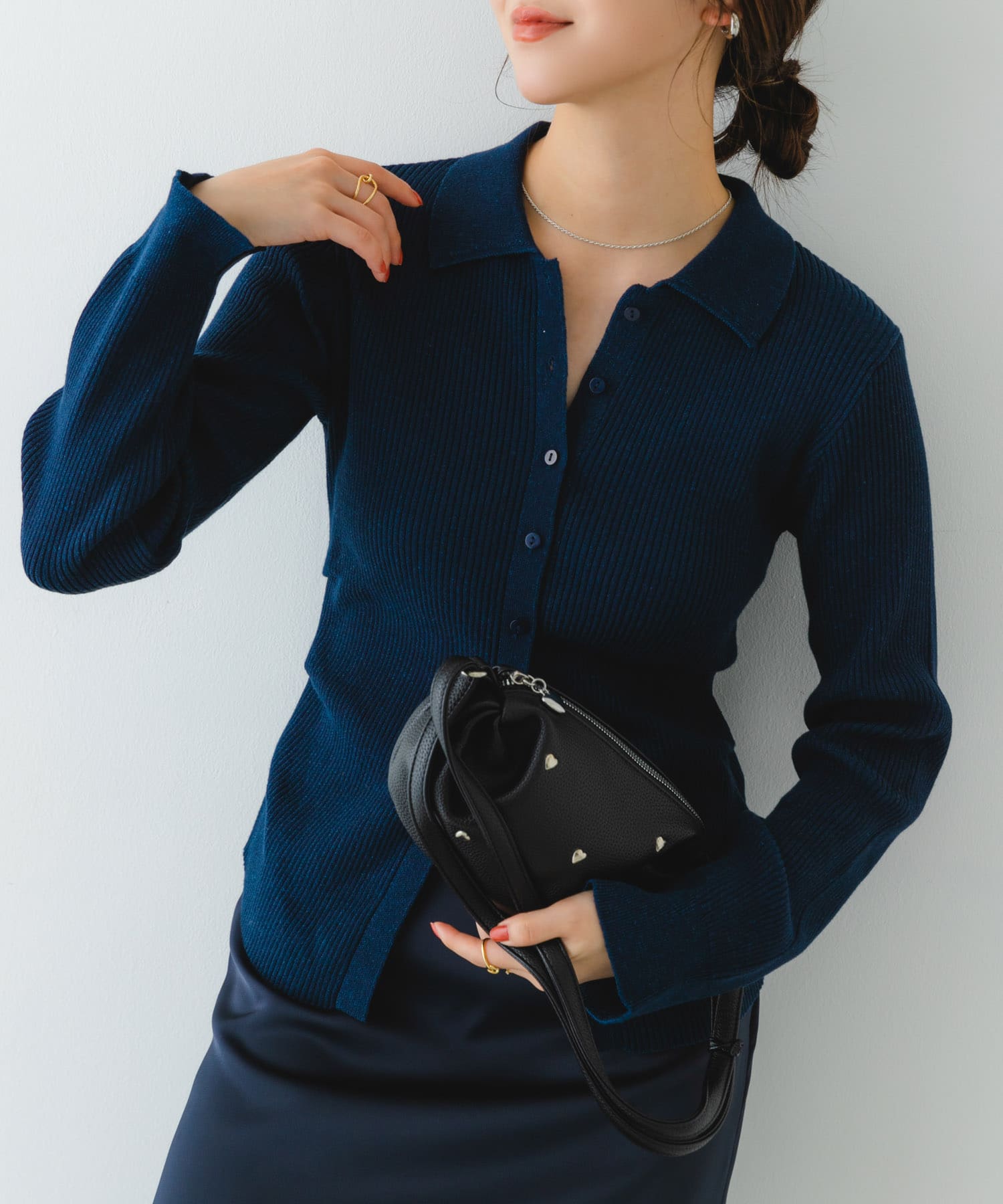ハートスタッズミニショルダーバッグ BLACK one