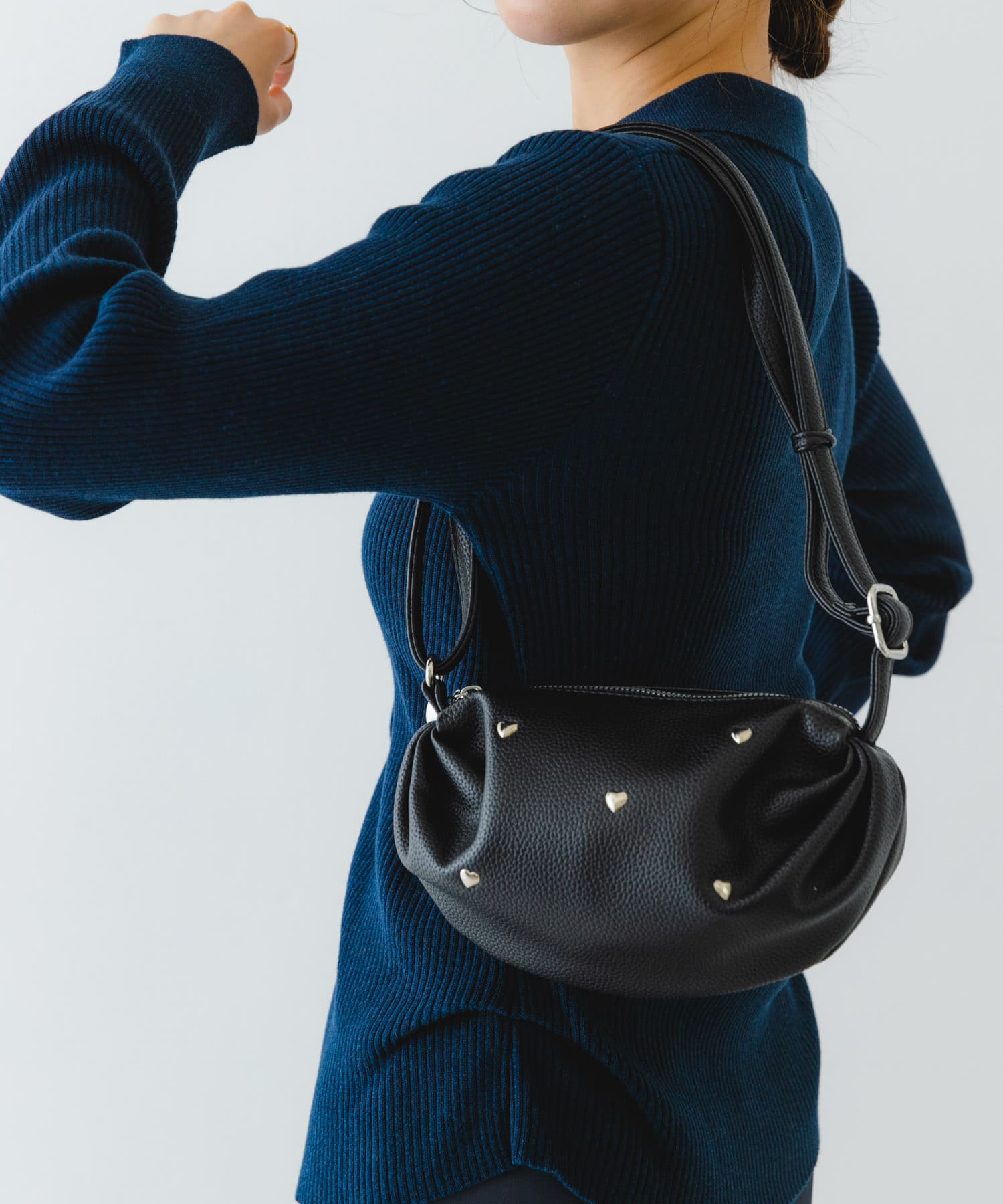 ハートスタッズミニショルダーバッグ BLACK one