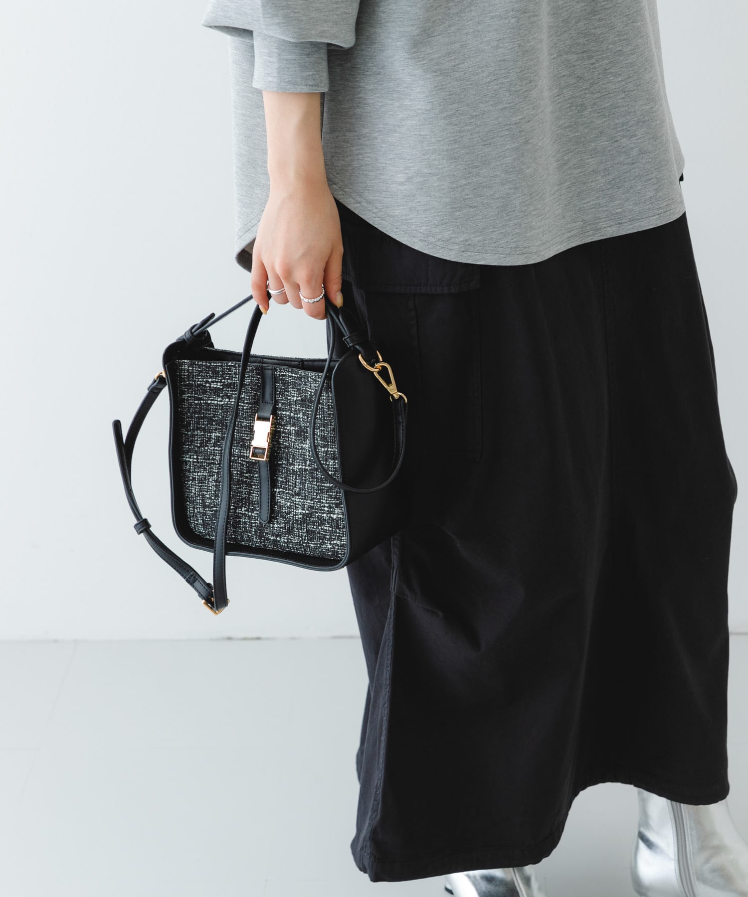 ツイードショルダーバッグ BLACK one