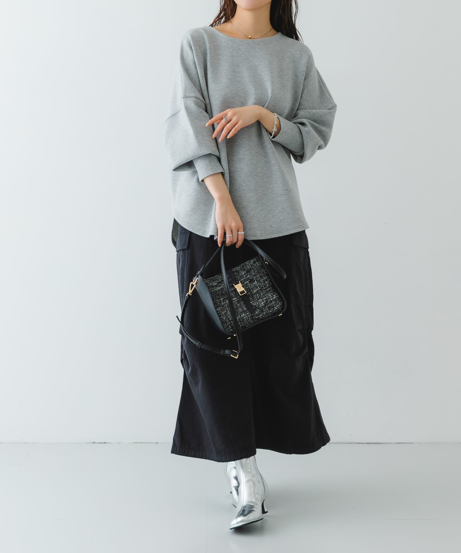 ツイードショルダーバッグ BLACK one