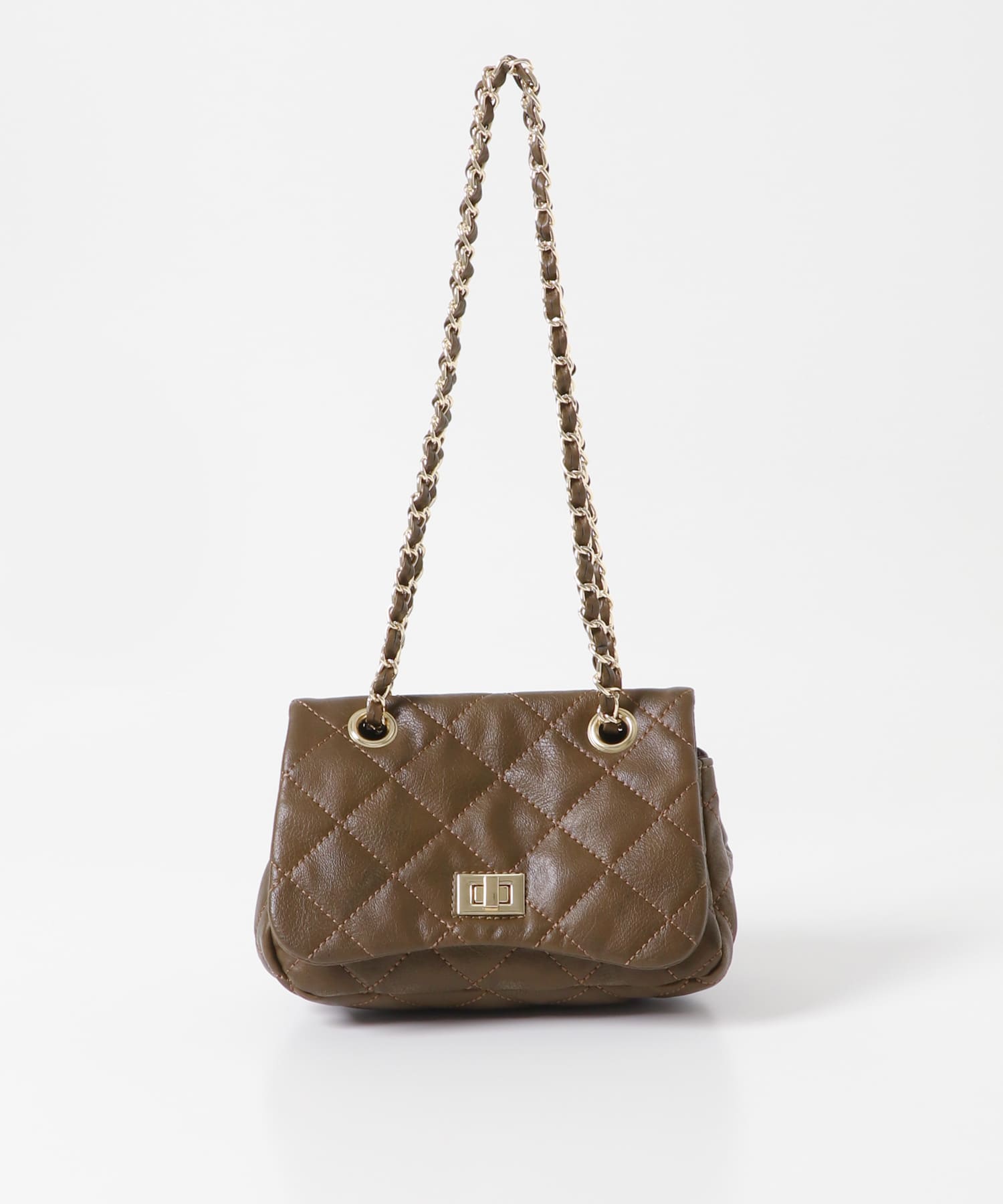 ヴィンテージライクキルティングチェーンバッグ BROWN one