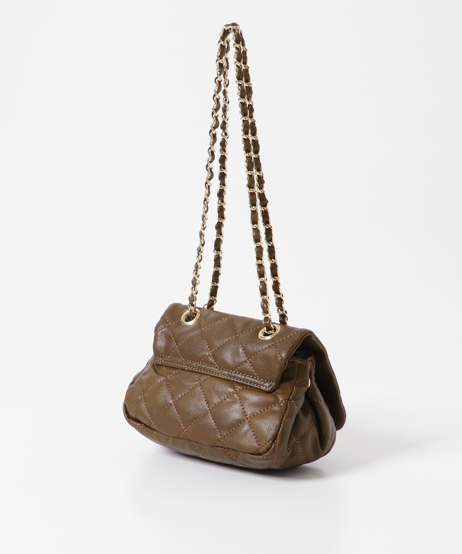 ヴィンテージライクキルティングチェーンバッグ BROWN one