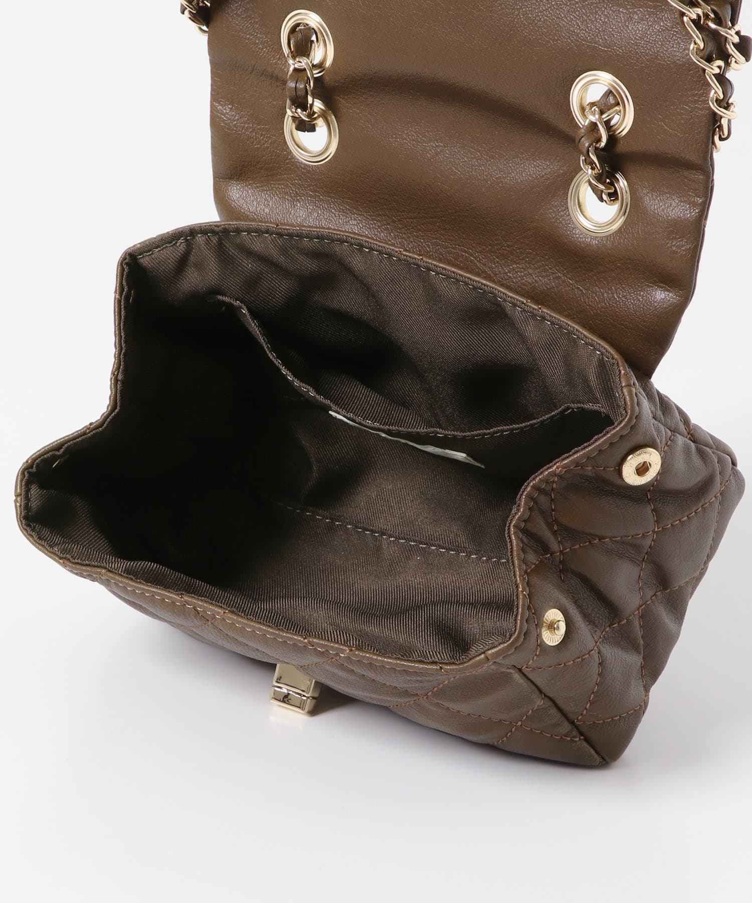 ヴィンテージライクキルティングチェーンバッグ BROWN one