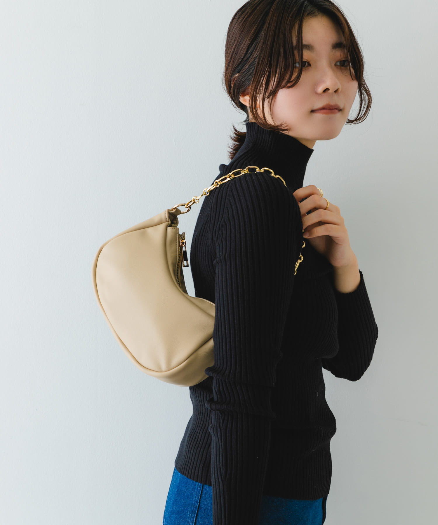 2WAYチェーンラウンドショルダーバッグ TAUPE one