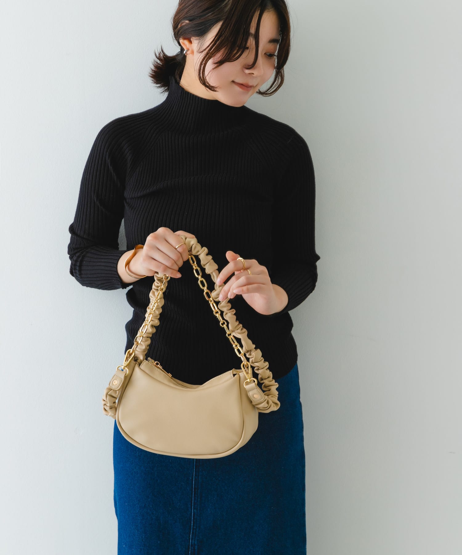 2WAYチェーンラウンドショルダーバッグ TAUPE one