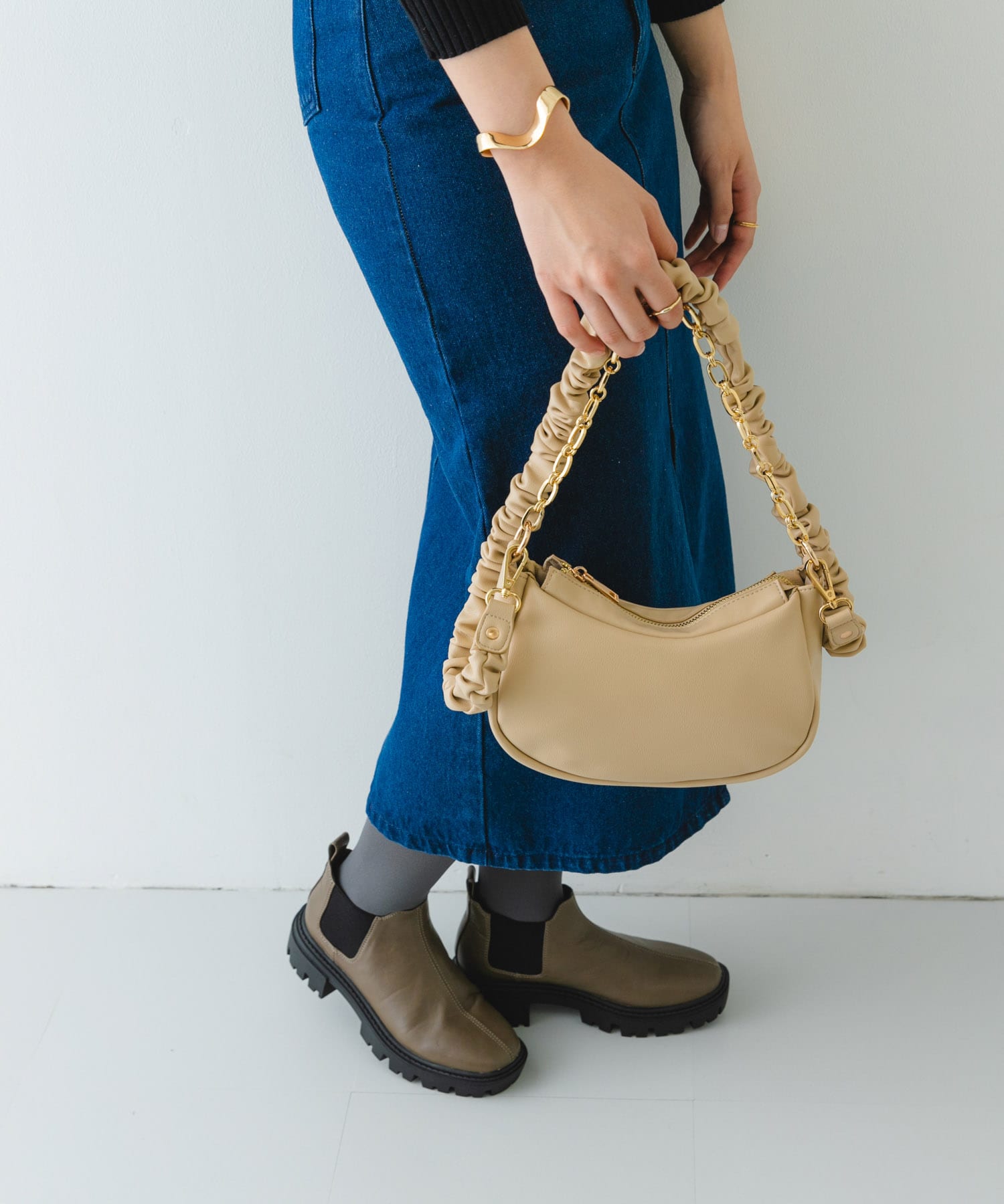 2WAYチェーンラウンドショルダーバッグ TAUPE one