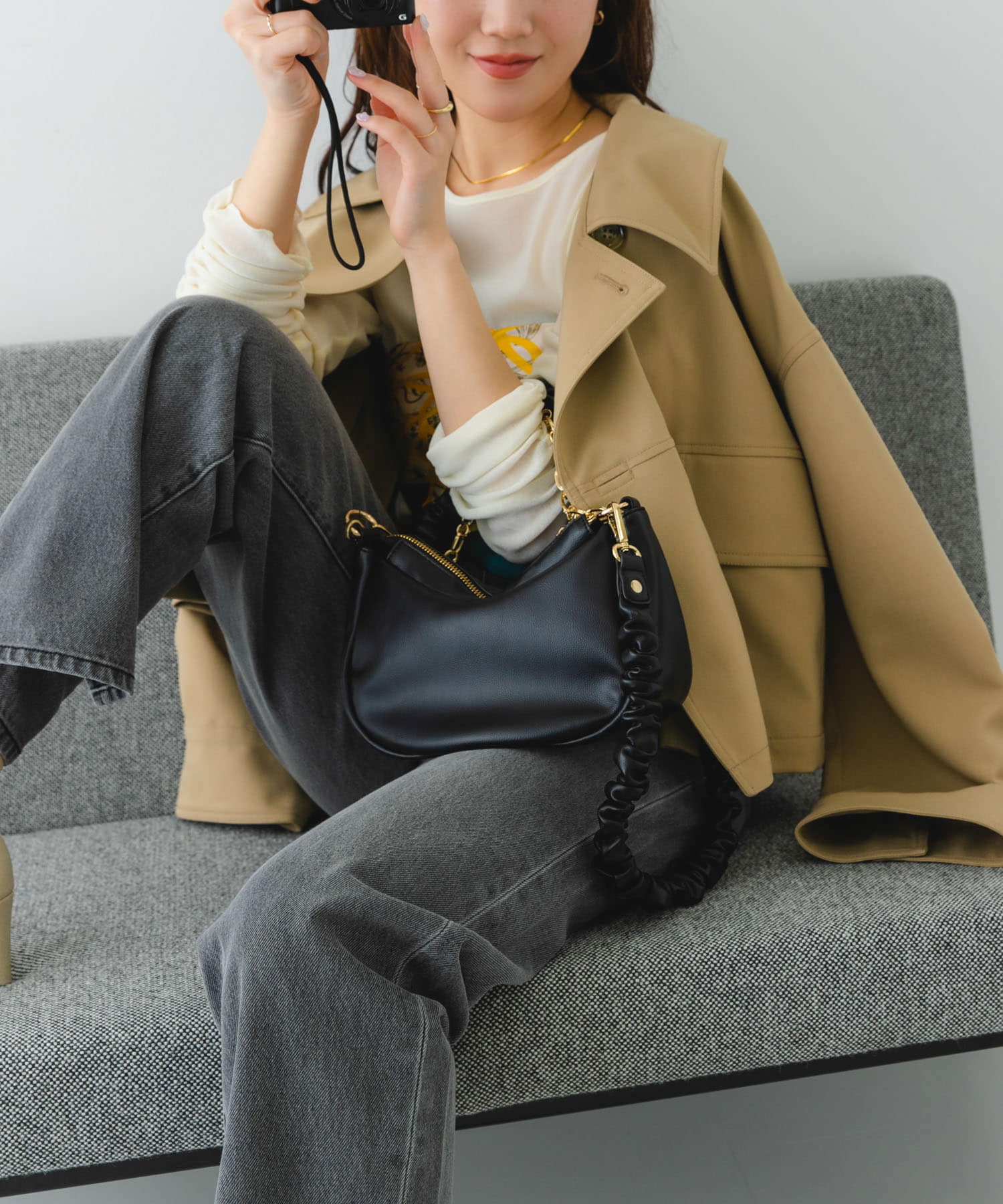 2WAYチェーンラウンドショルダーバッグ BLACK one