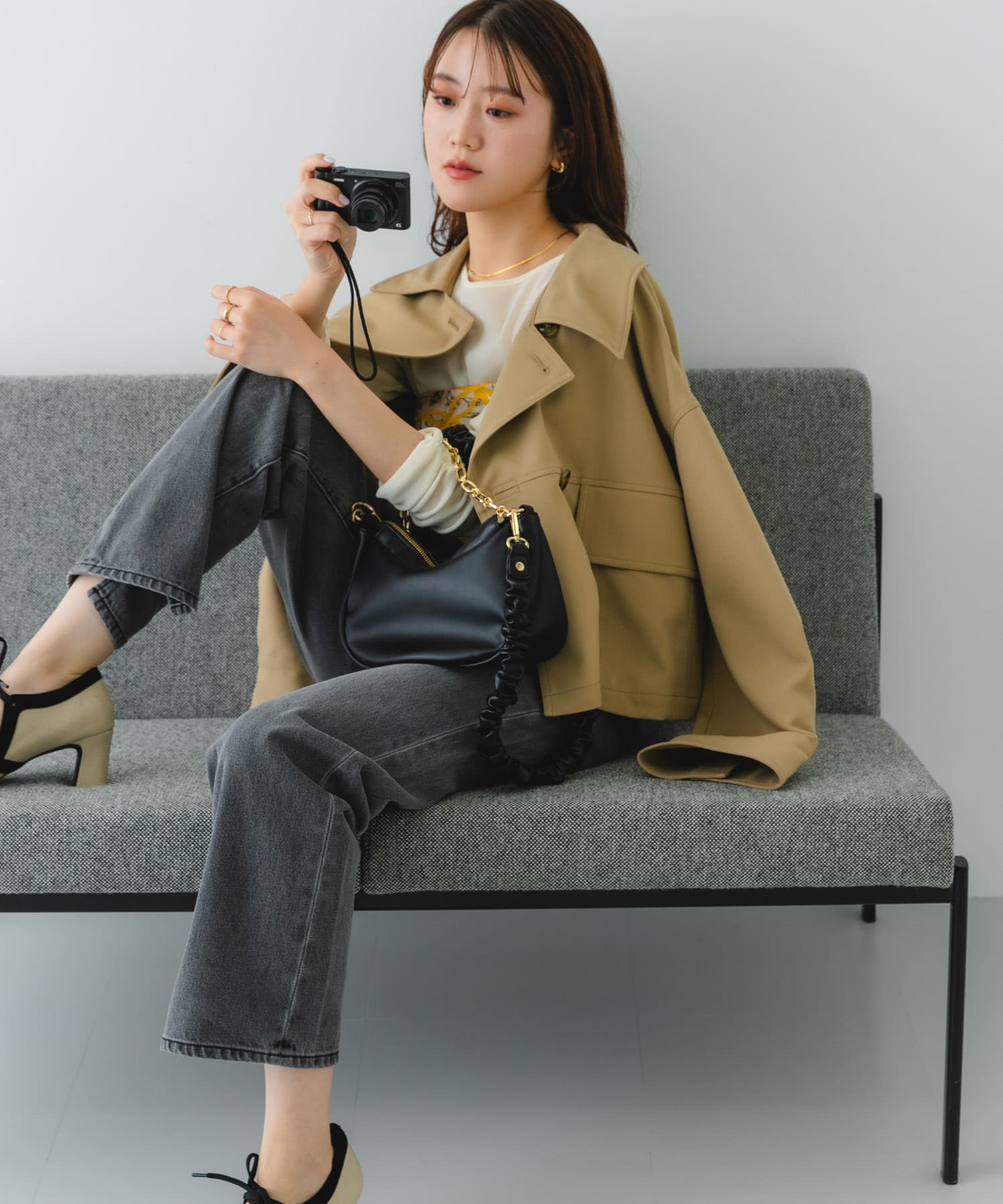 2WAYチェーンラウンドショルダーバッグ BLACK one