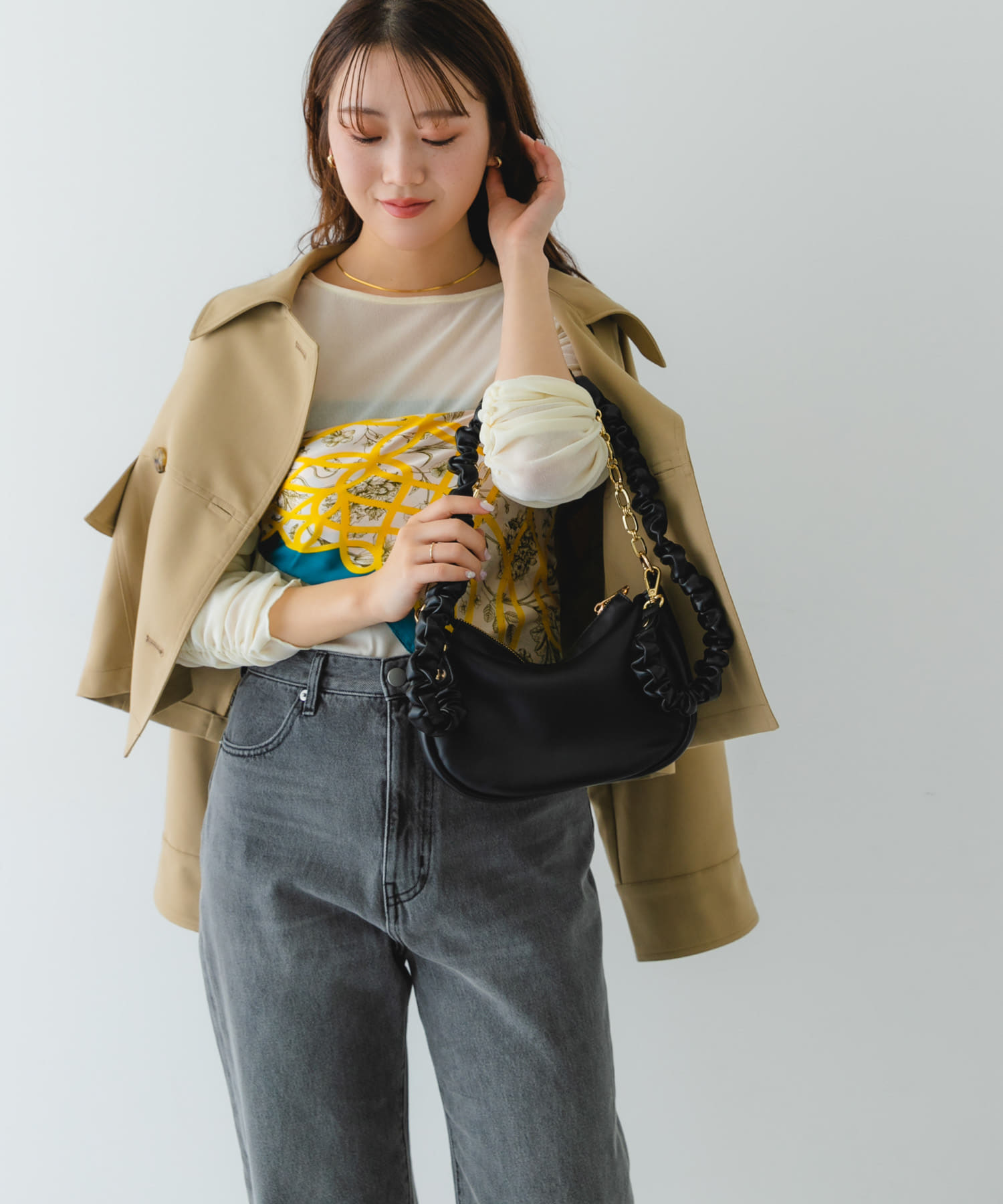 2WAYチェーンラウンドショルダーバッグ BLACK one