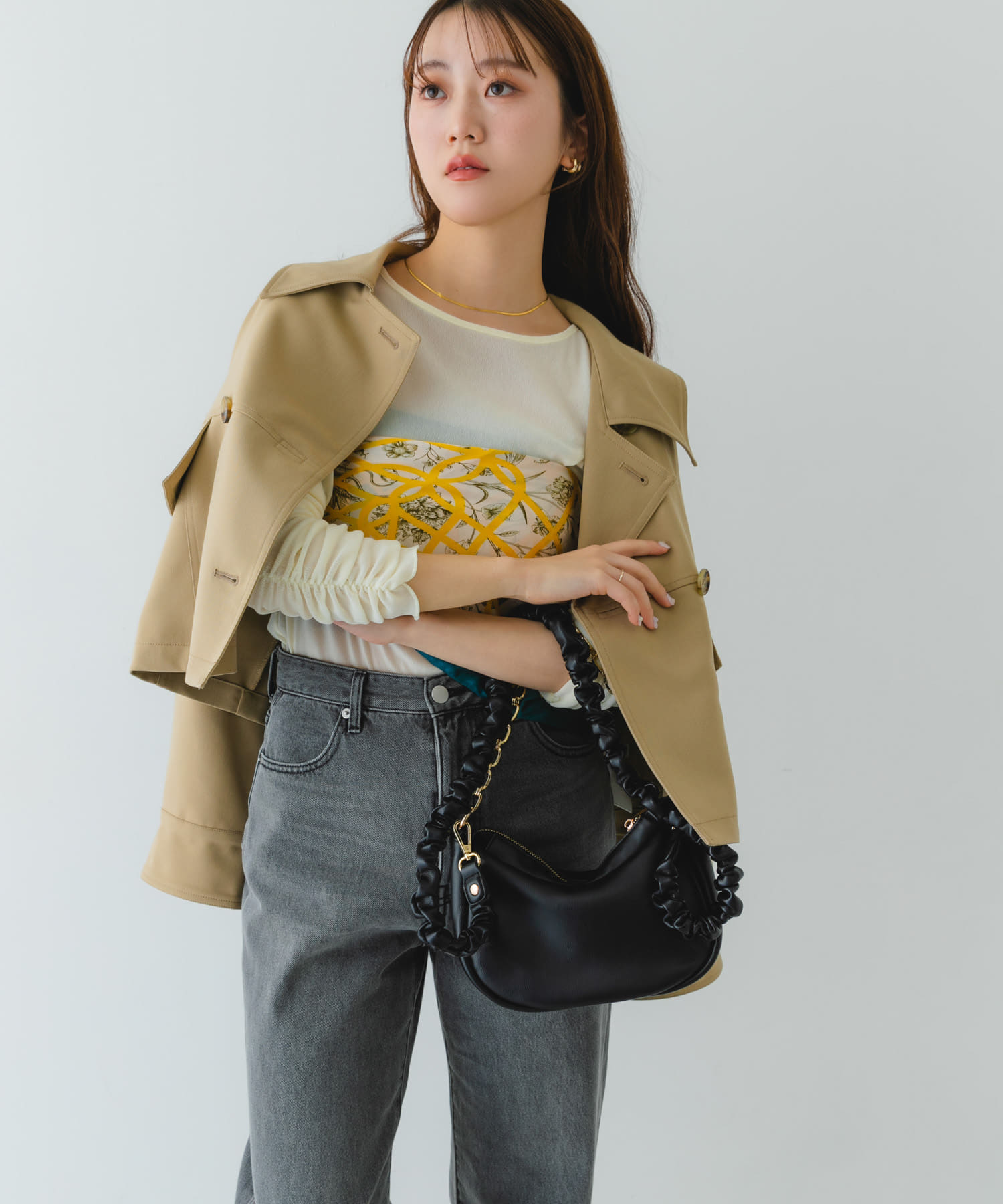 2WAYチェーンラウンドショルダーバッグ BLACK one