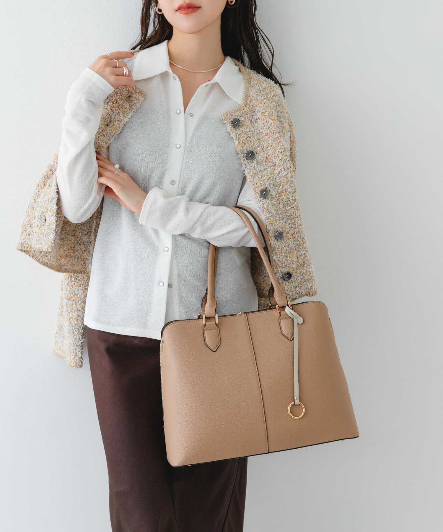 センターステッチトートバッグ BEIGE one