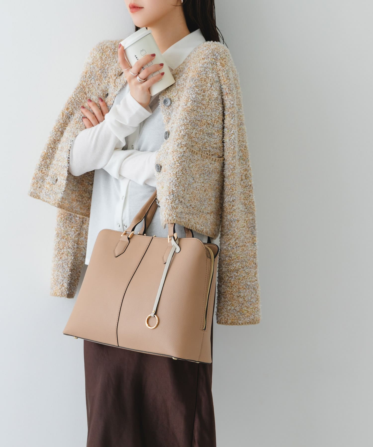 センターステッチトートバッグ BEIGE one
