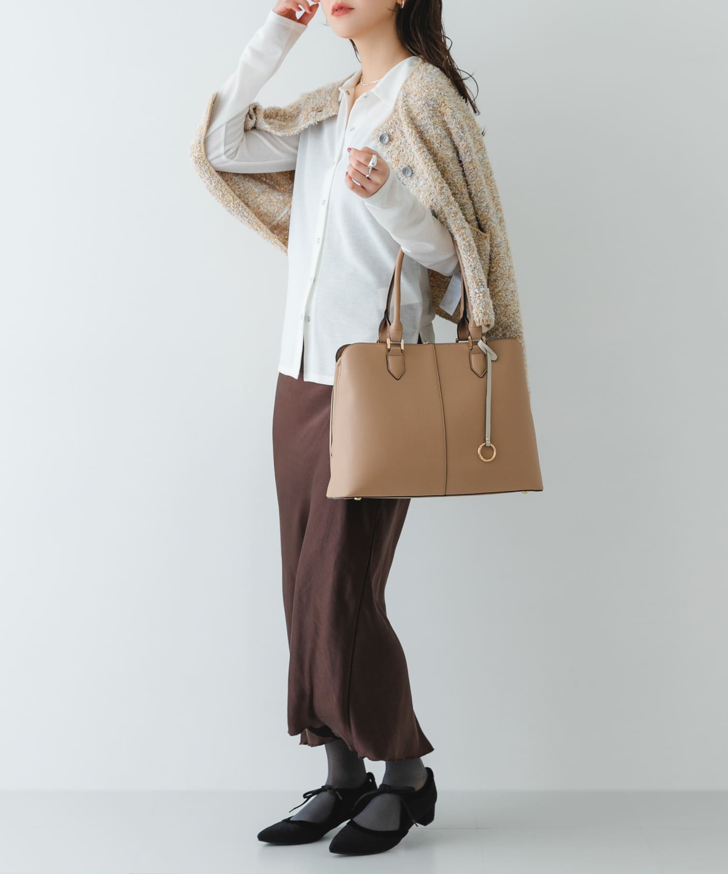 センターステッチトートバッグ BEIGE one