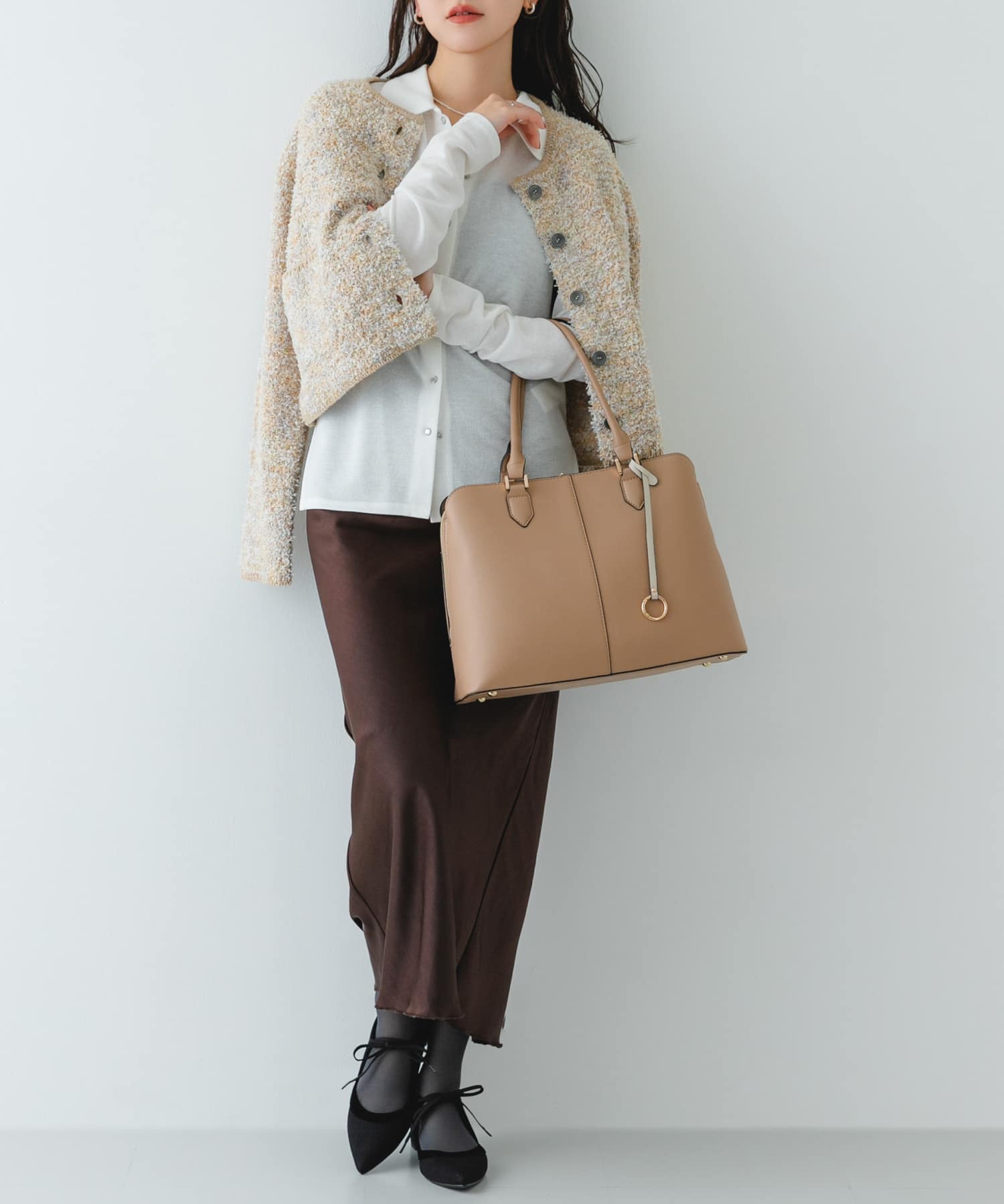 センターステッチトートバッグ BEIGE one