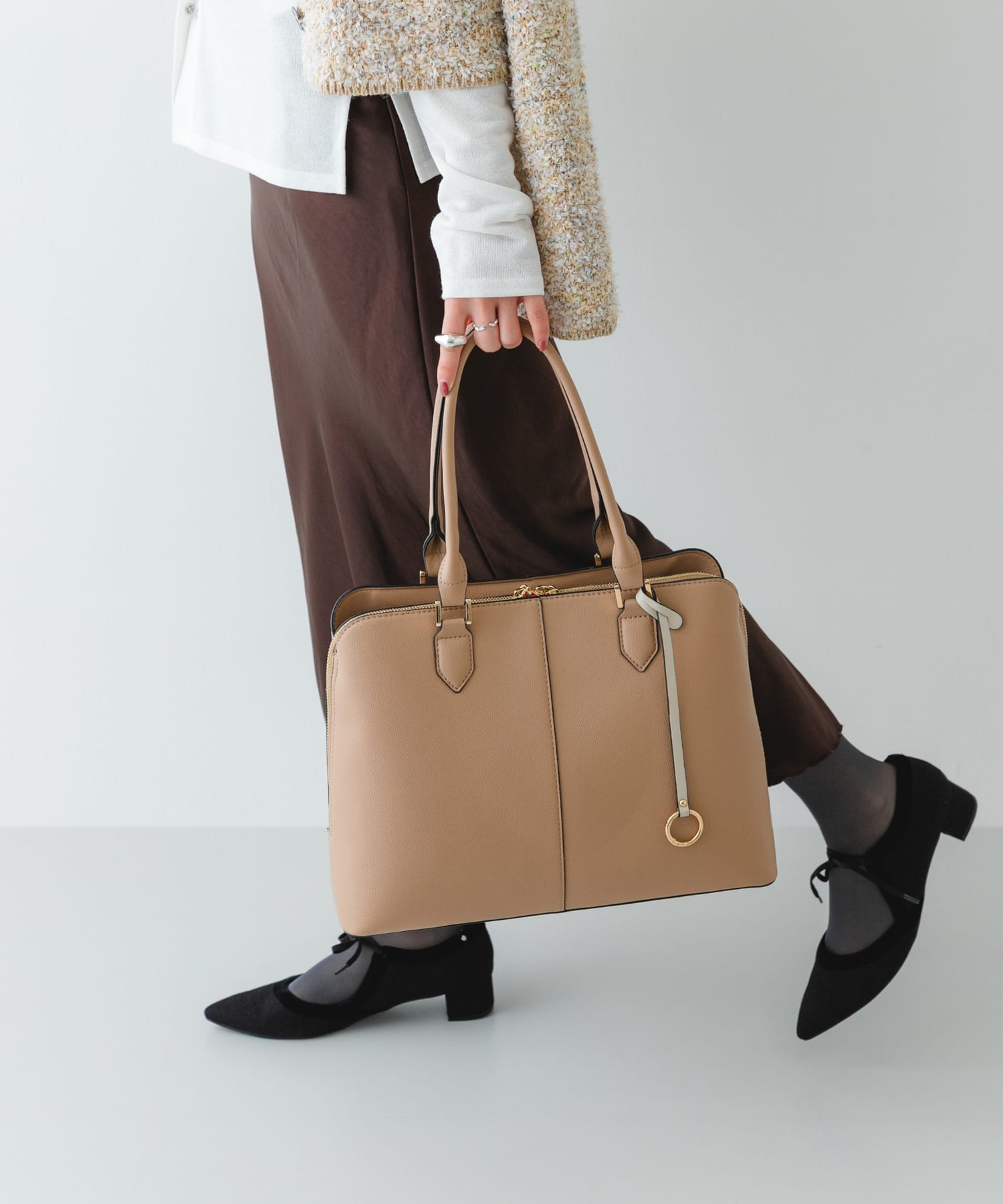 センターステッチトートバッグ BEIGE one