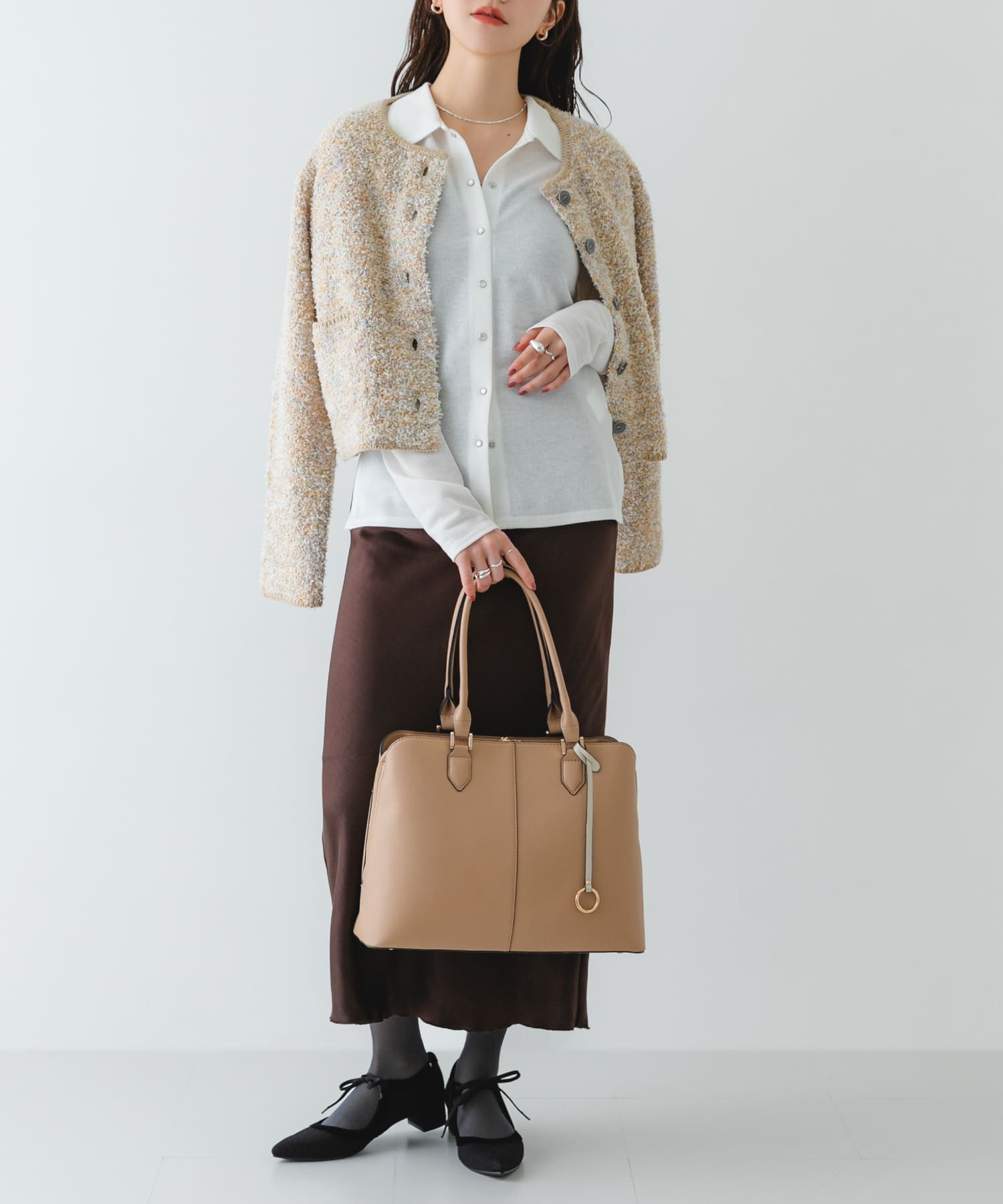 センターステッチトートバッグ BEIGE one