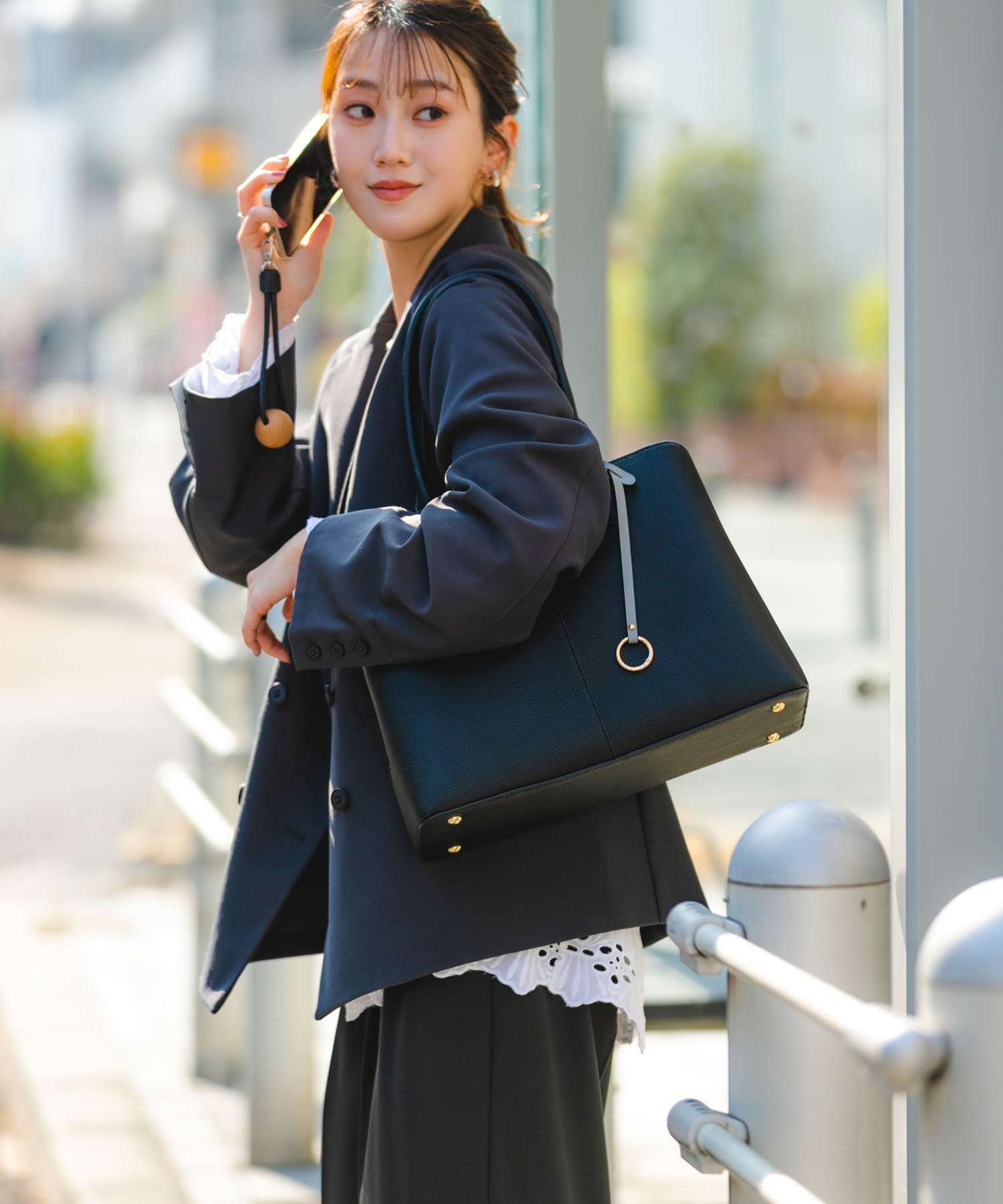 センターステッチトートバッグ BLACK one