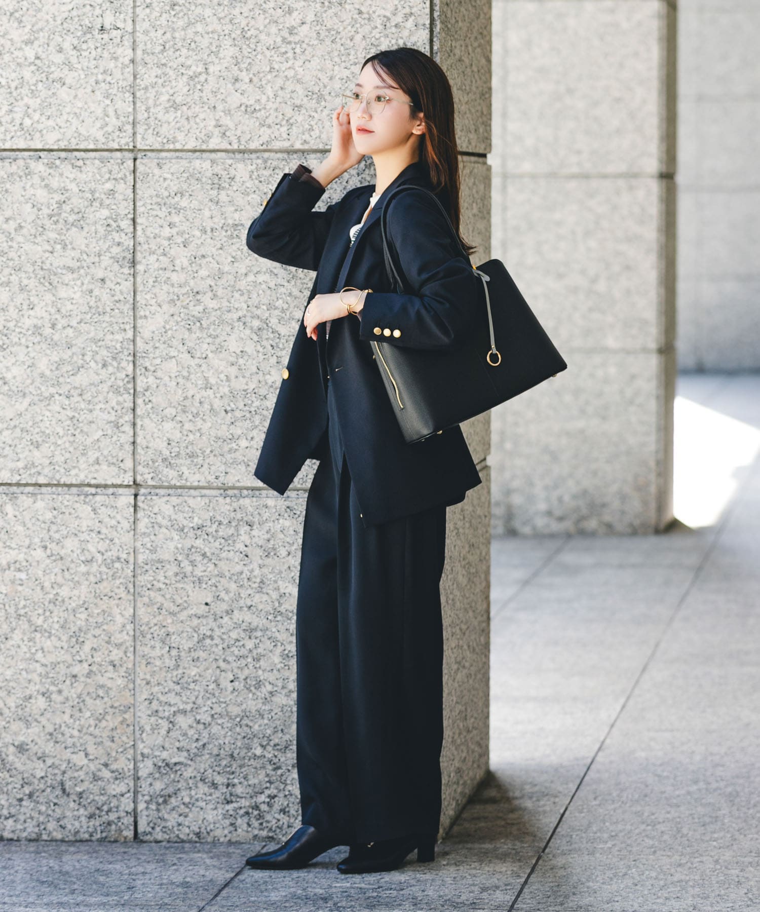 センターステッチトートバッグ BLACK one