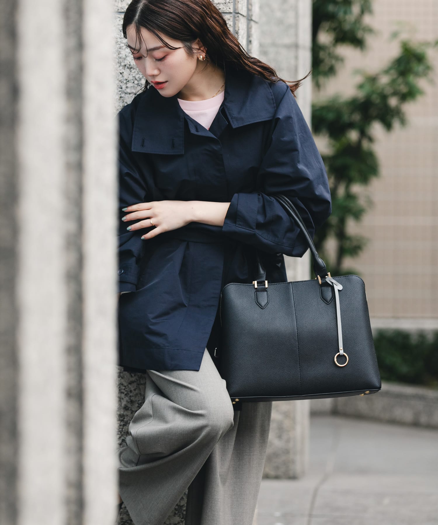 センターステッチトートバッグ BLACK one