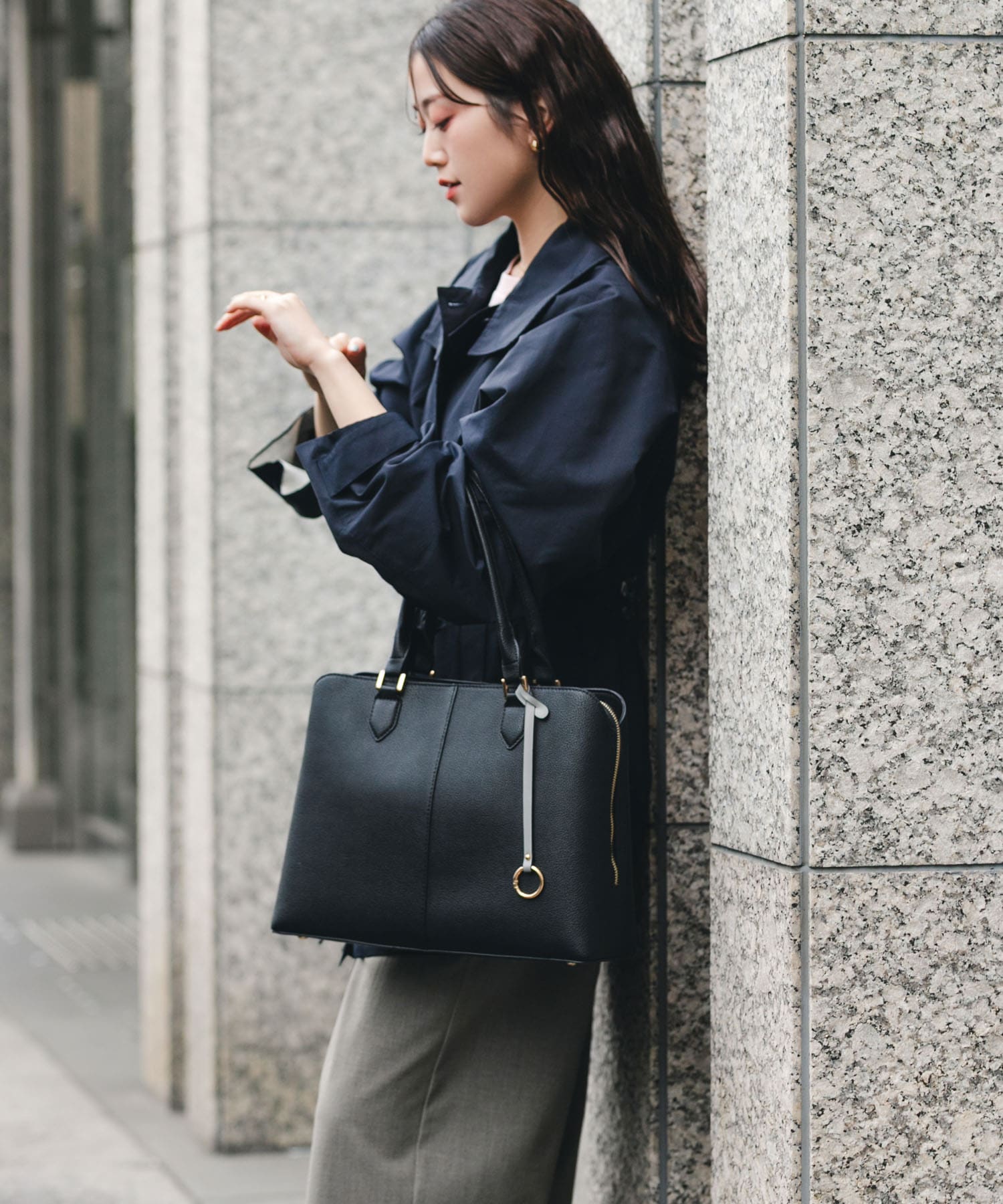 センターステッチトートバッグ BLACK one