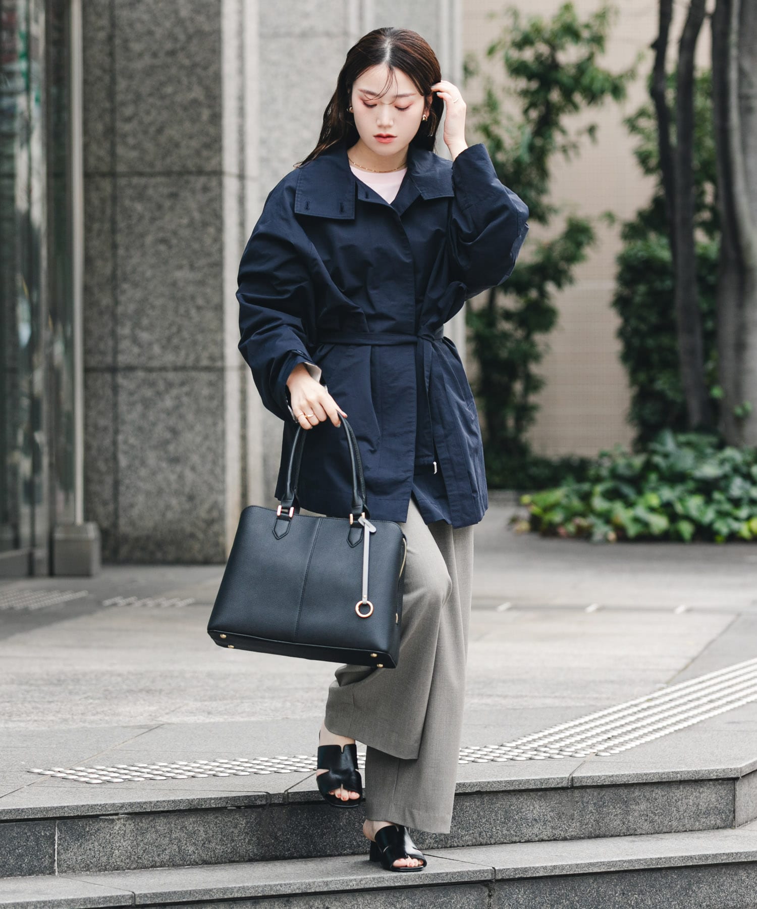 センターステッチトートバッグ BLACK one