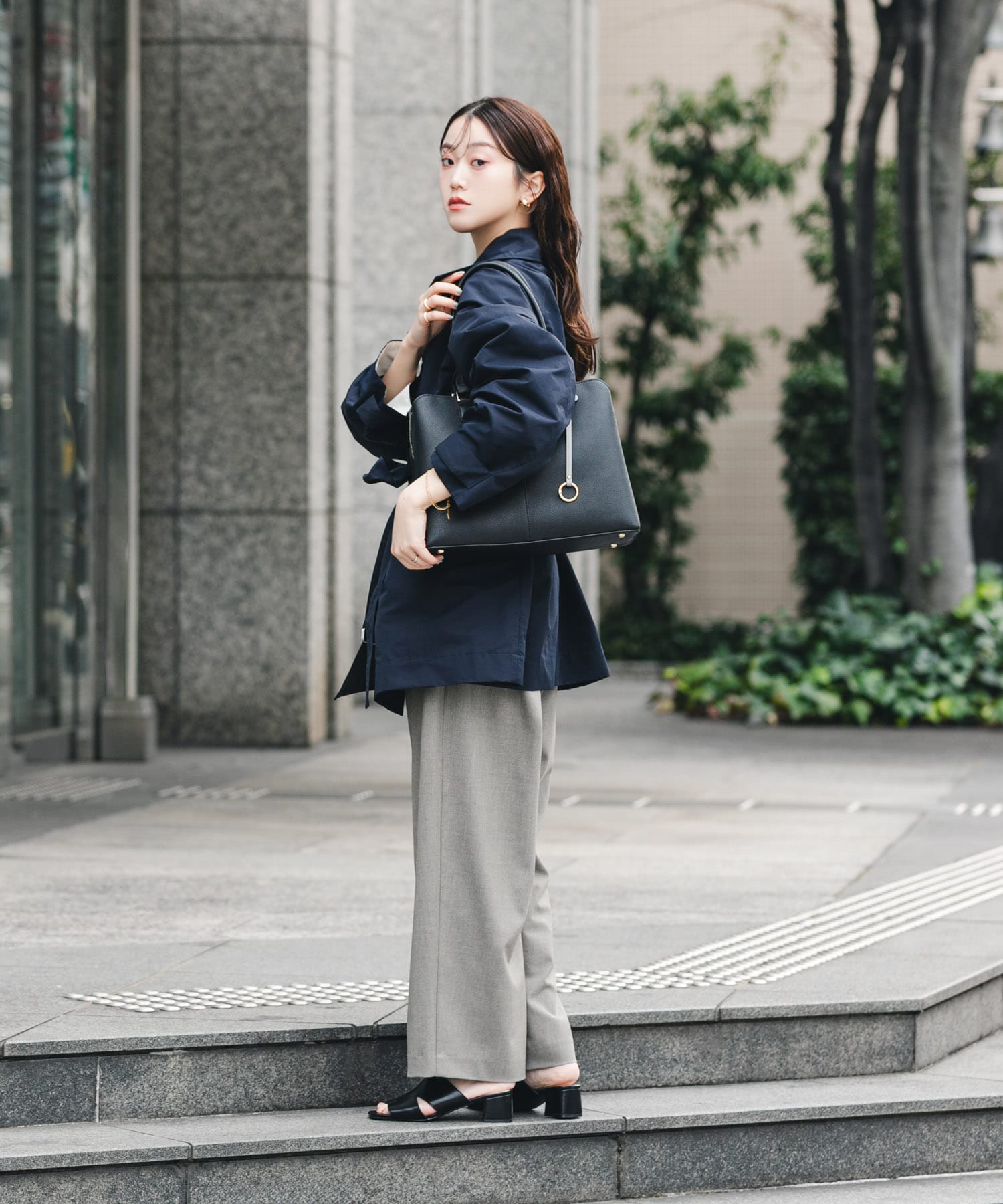 センターステッチトートバッグ BLACK one