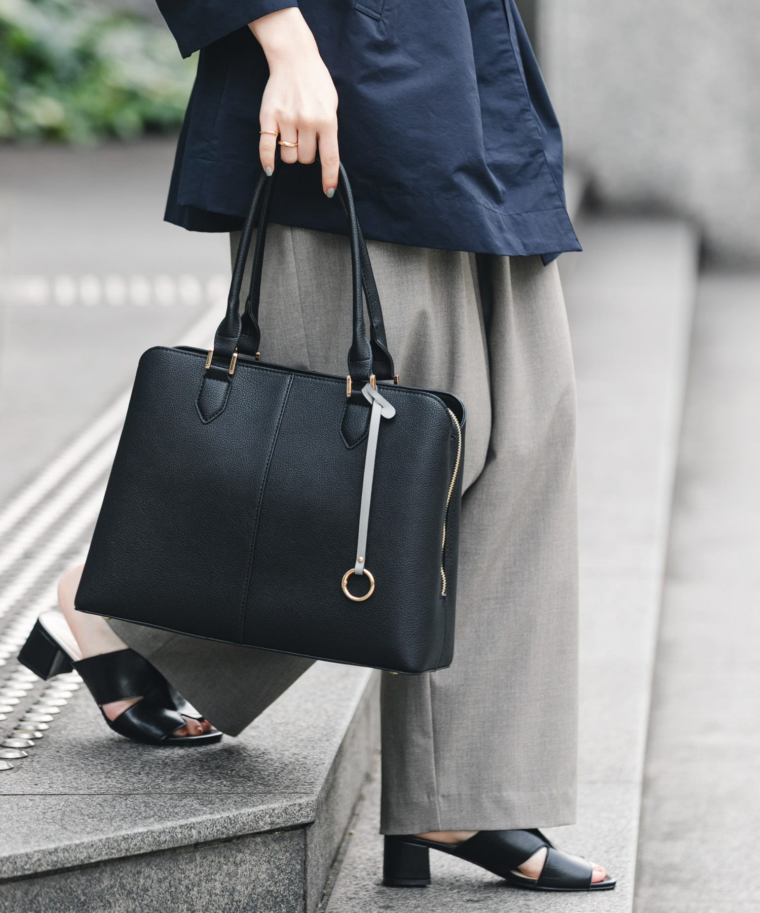 センターステッチトートバッグ BLACK one