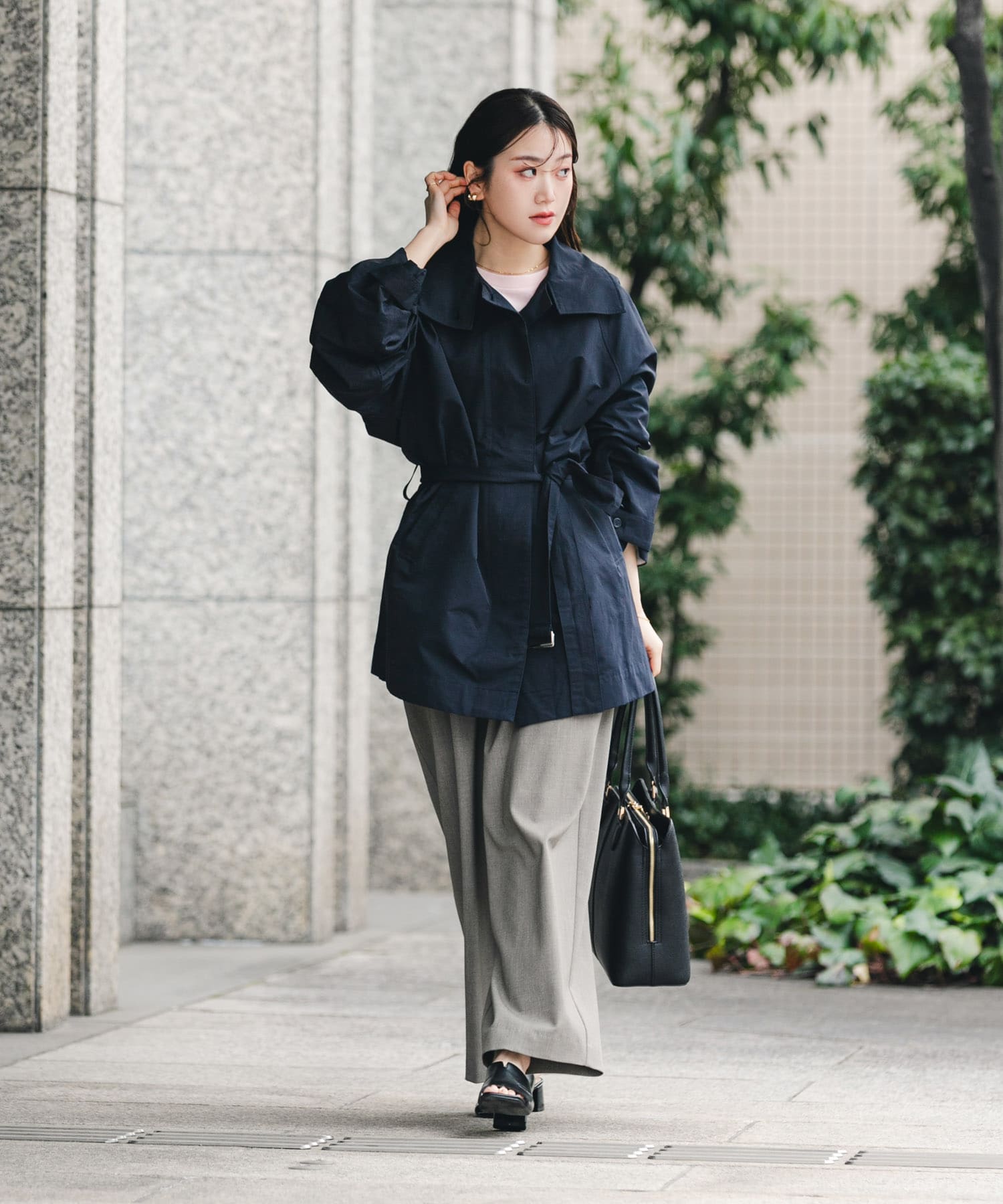 センターステッチトートバッグ BLACK one