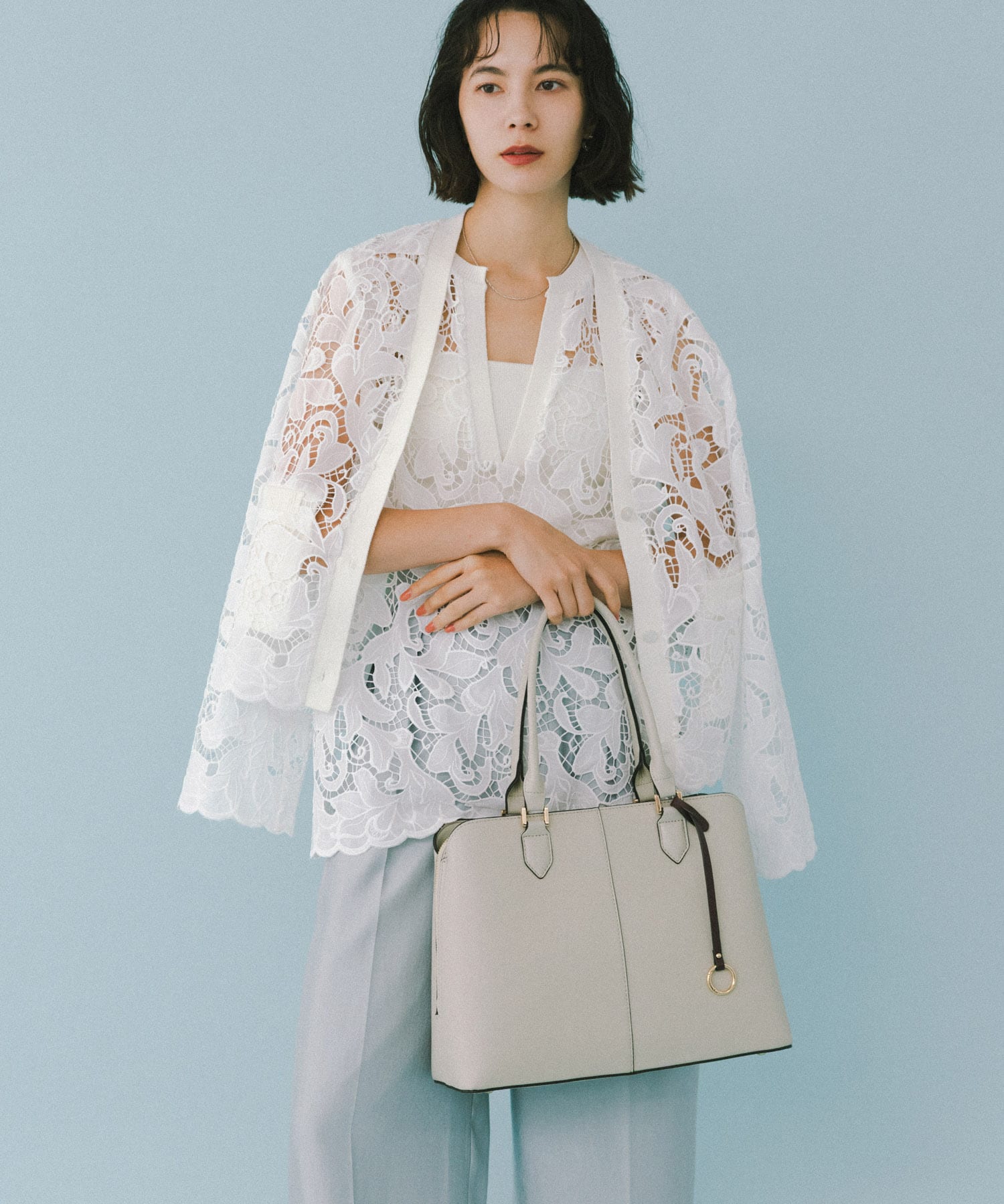 センターステッチトートバッグ LIGHT GRAY one