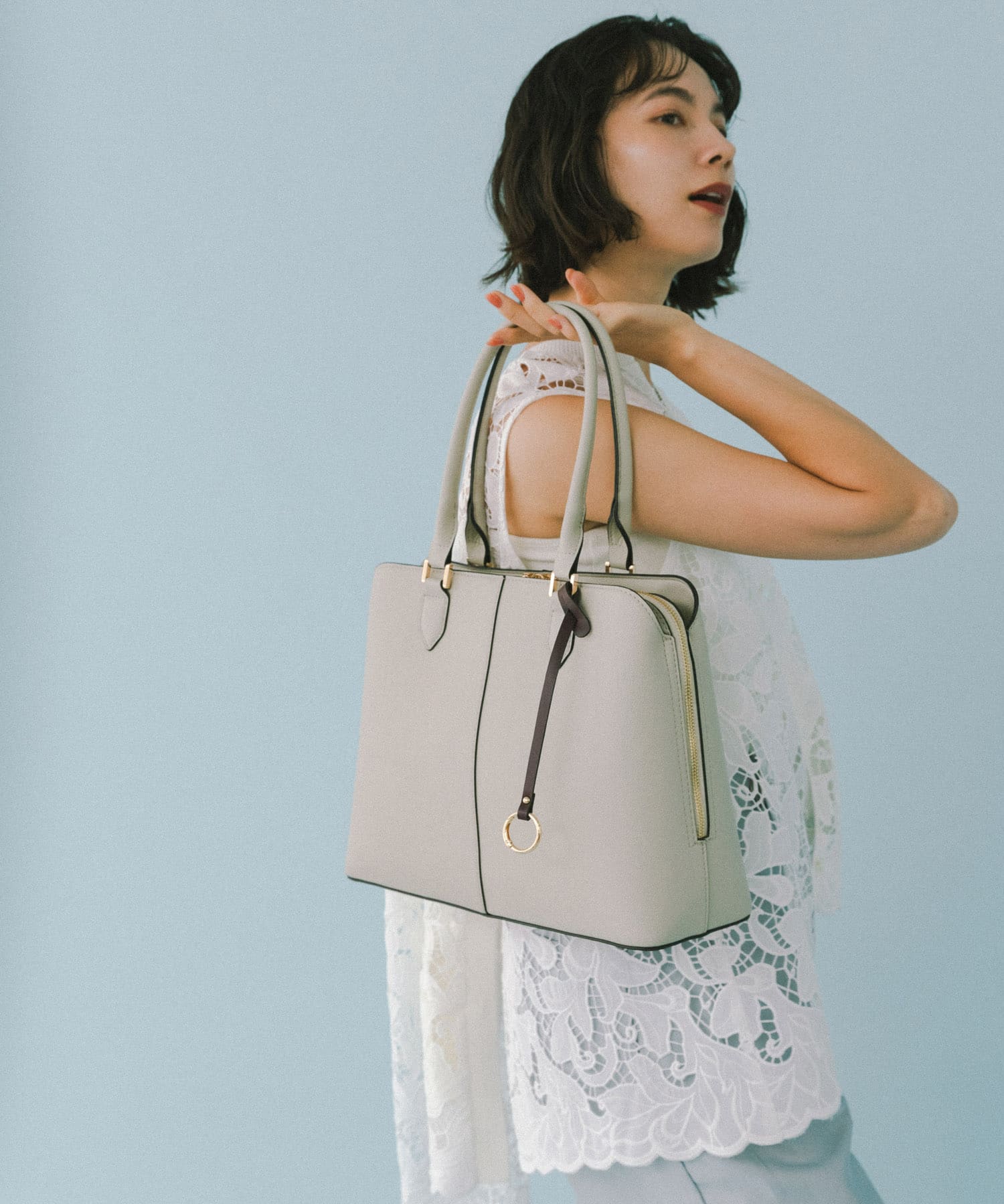 センターステッチトートバッグ LIGHT GRAY one