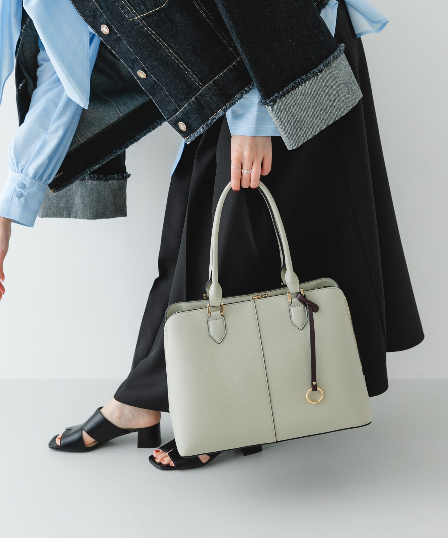 センターステッチトートバッグ LIGHT GRAY one