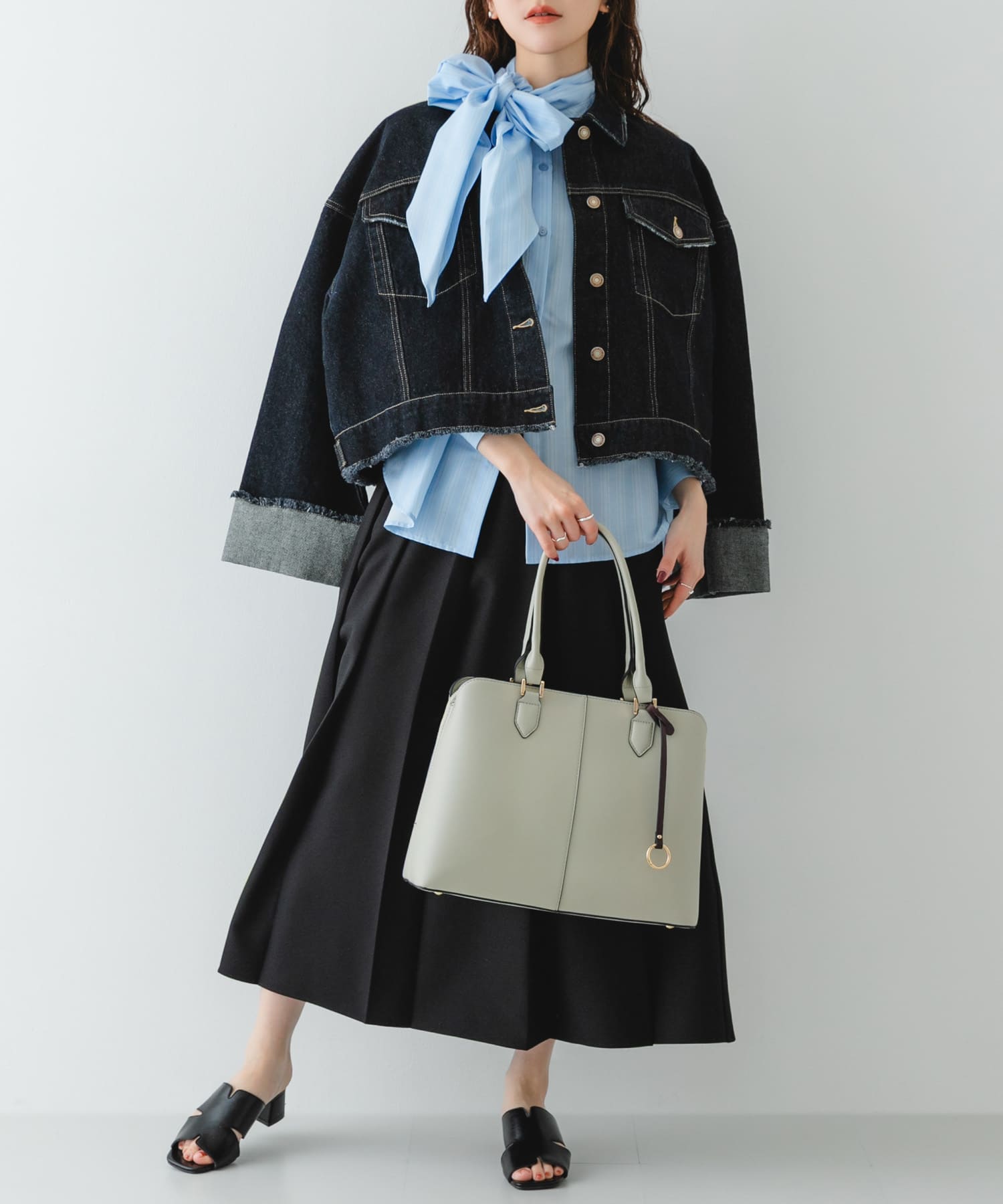 センターステッチトートバッグ LIGHT GRAY one